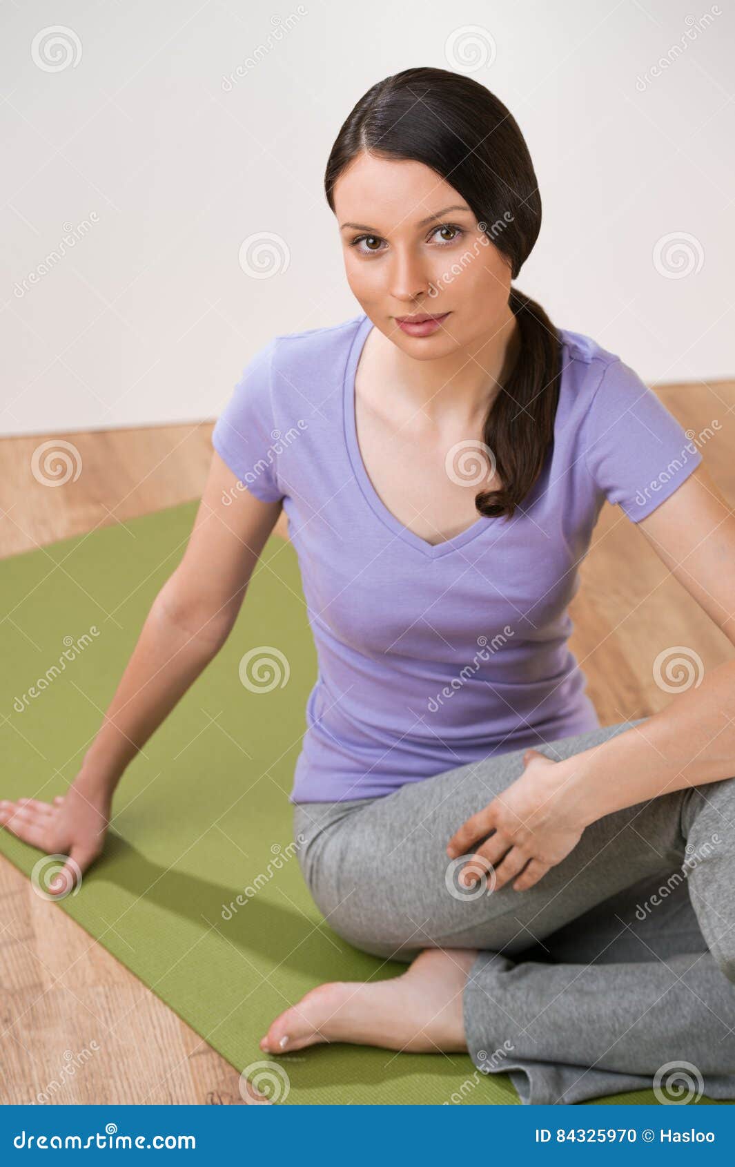 Young Woman Doing Exercise Yoga Pose Stock Photo - Image of looking