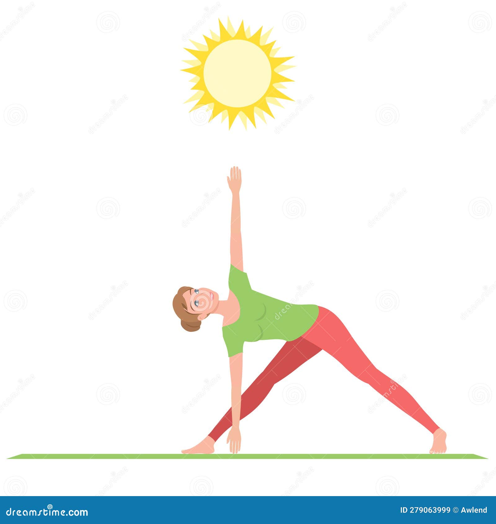 Young Woman Doing Triangle Yoga Pose. Concept of 21st June ...