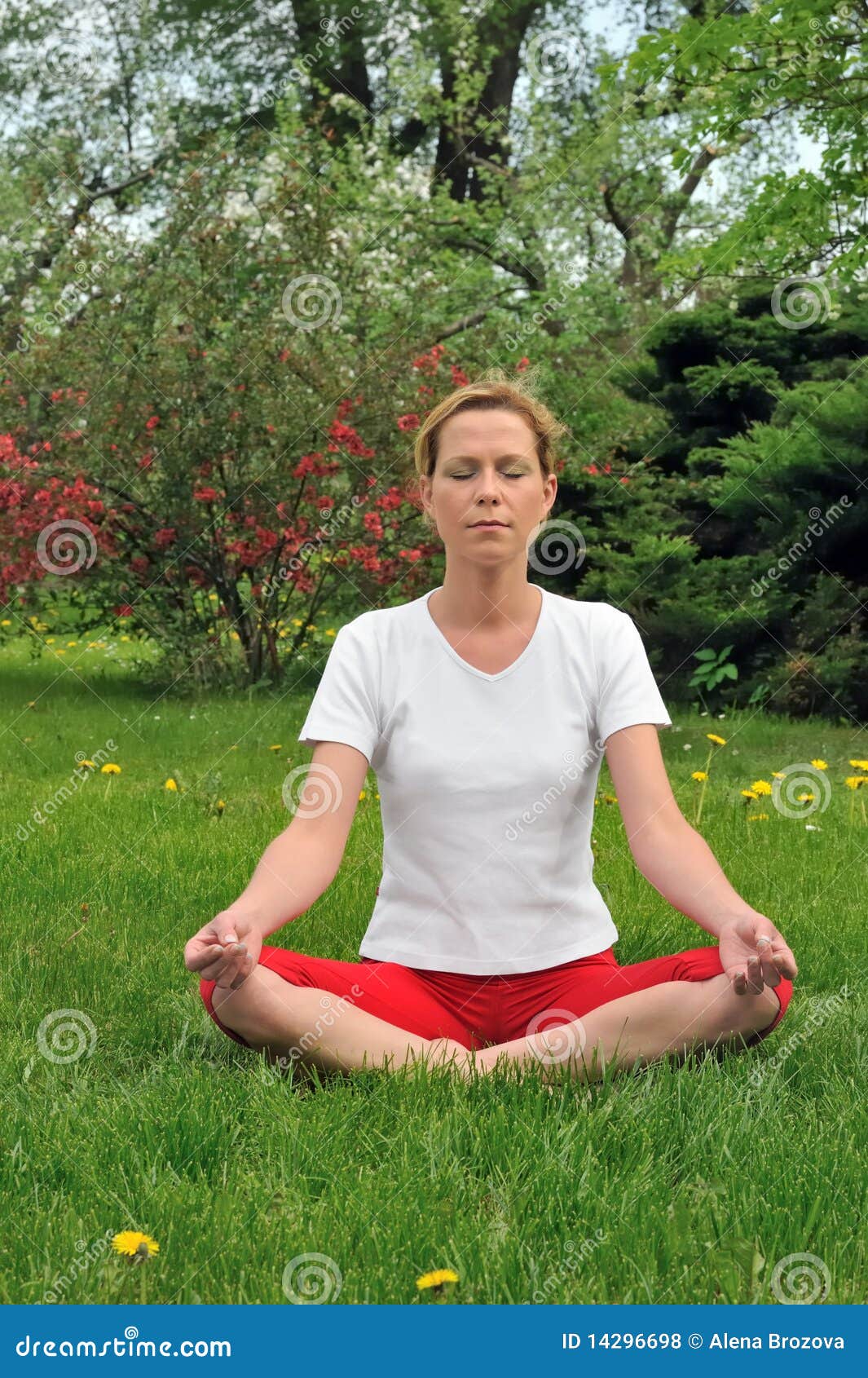 Young woman doing yoga - meditation - outdoor