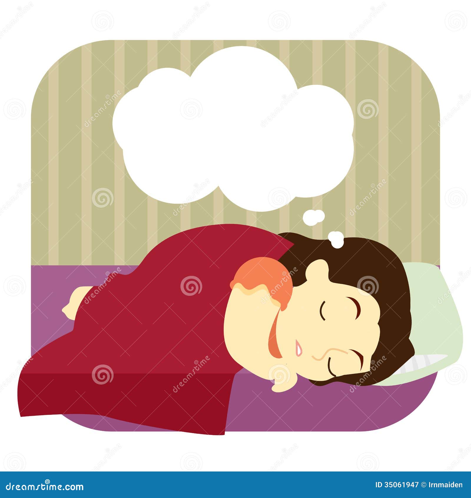 Young Woman Dreaming in Her Sleep Stock Vector - Illustration of ...