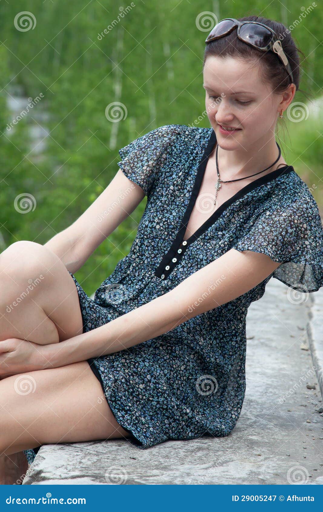 Young Woman in Dress Sitting Stock Image Image of adult, relax 29005247