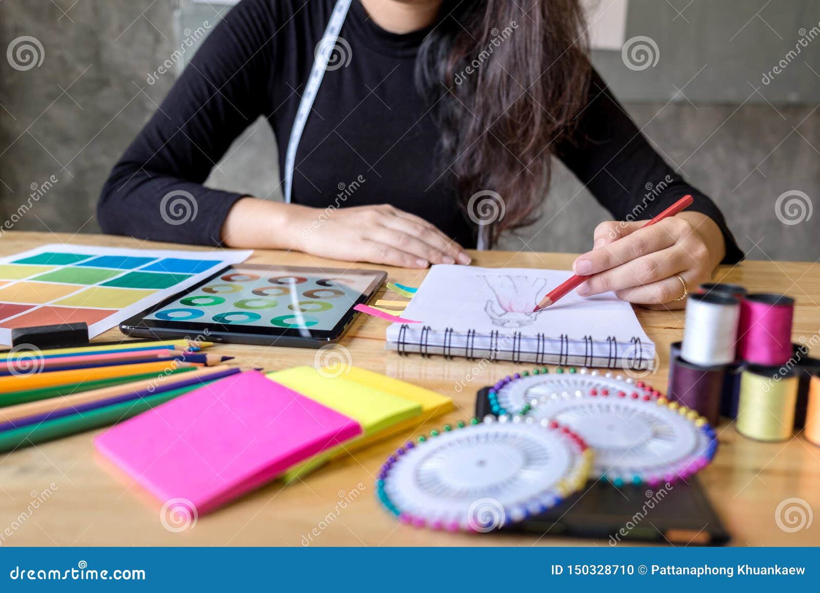 Young Woman Dressmaker or Designer Working As Fashion Designers and ...