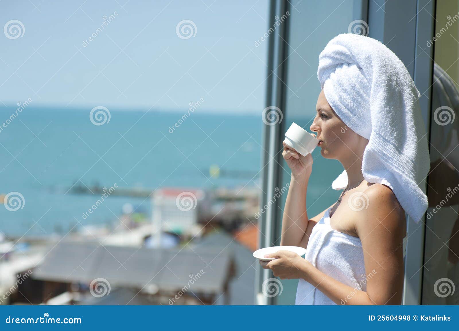 Young Woman Drink Coffee from Cup Stock Photo - Image of holding ...