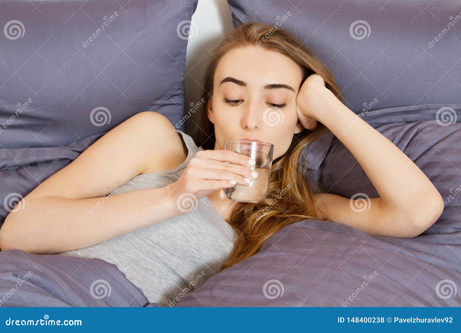 Young Woman Drink A Glass Of Water At Morning Healthy Lifestyle