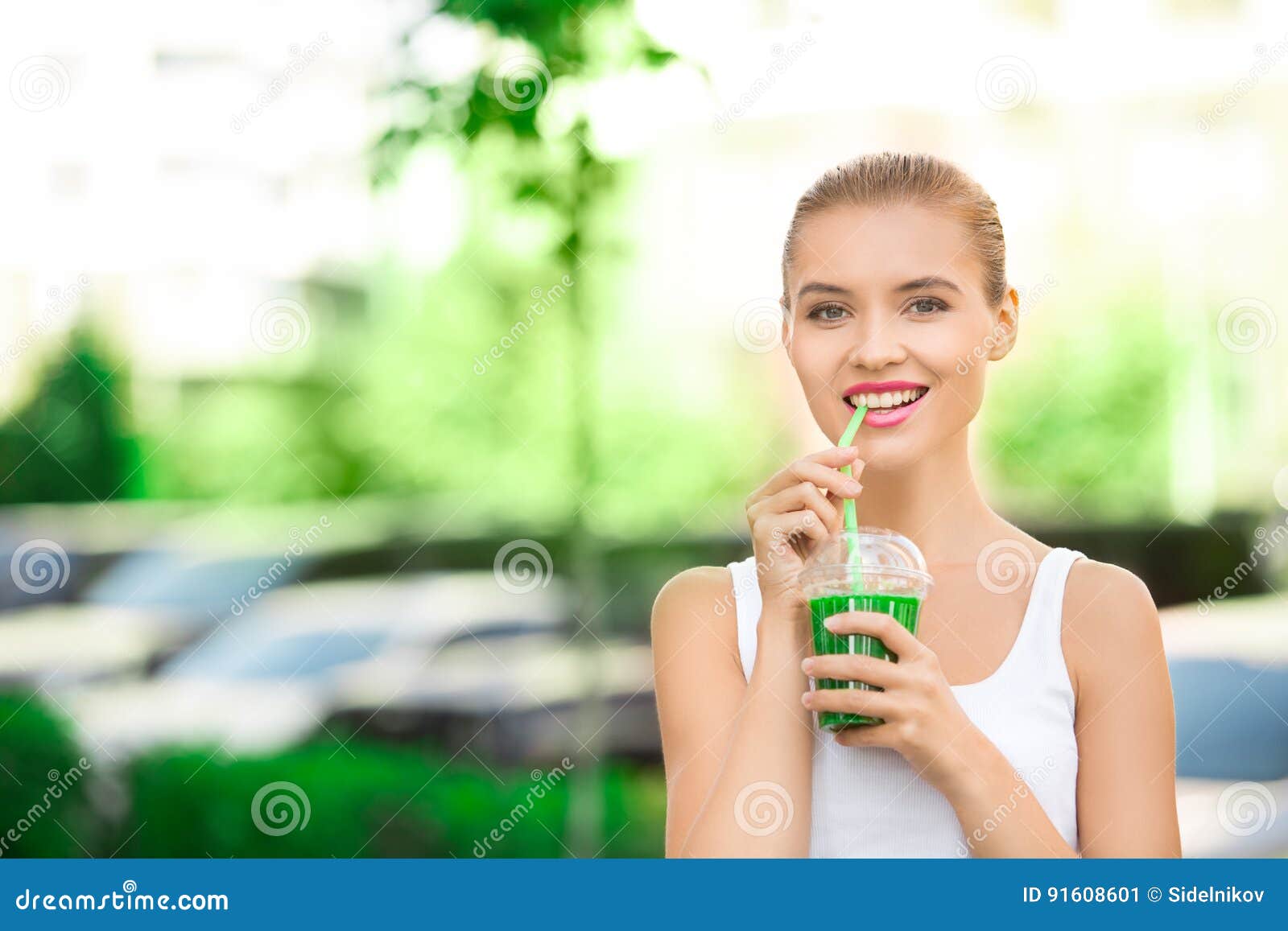 Young Woman Drink Smoothie Healthy Detox Outdoors Stock Image Image Of Nutrition Healthy 