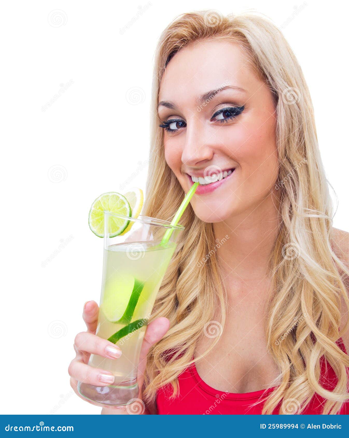 Young Woman Drinking Lemonade Stock Photo Image of smile, lemonade