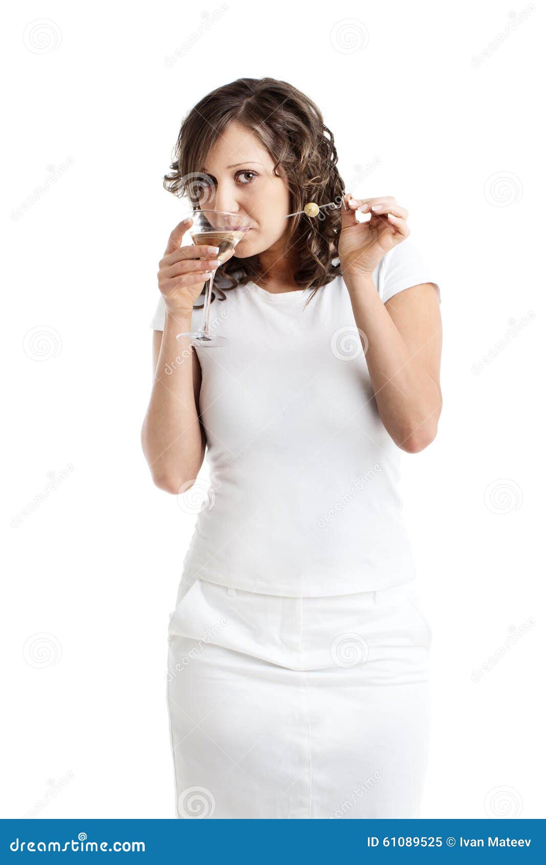 Young Woman Drinking Martini Stock Image Image of isolated, vibrant