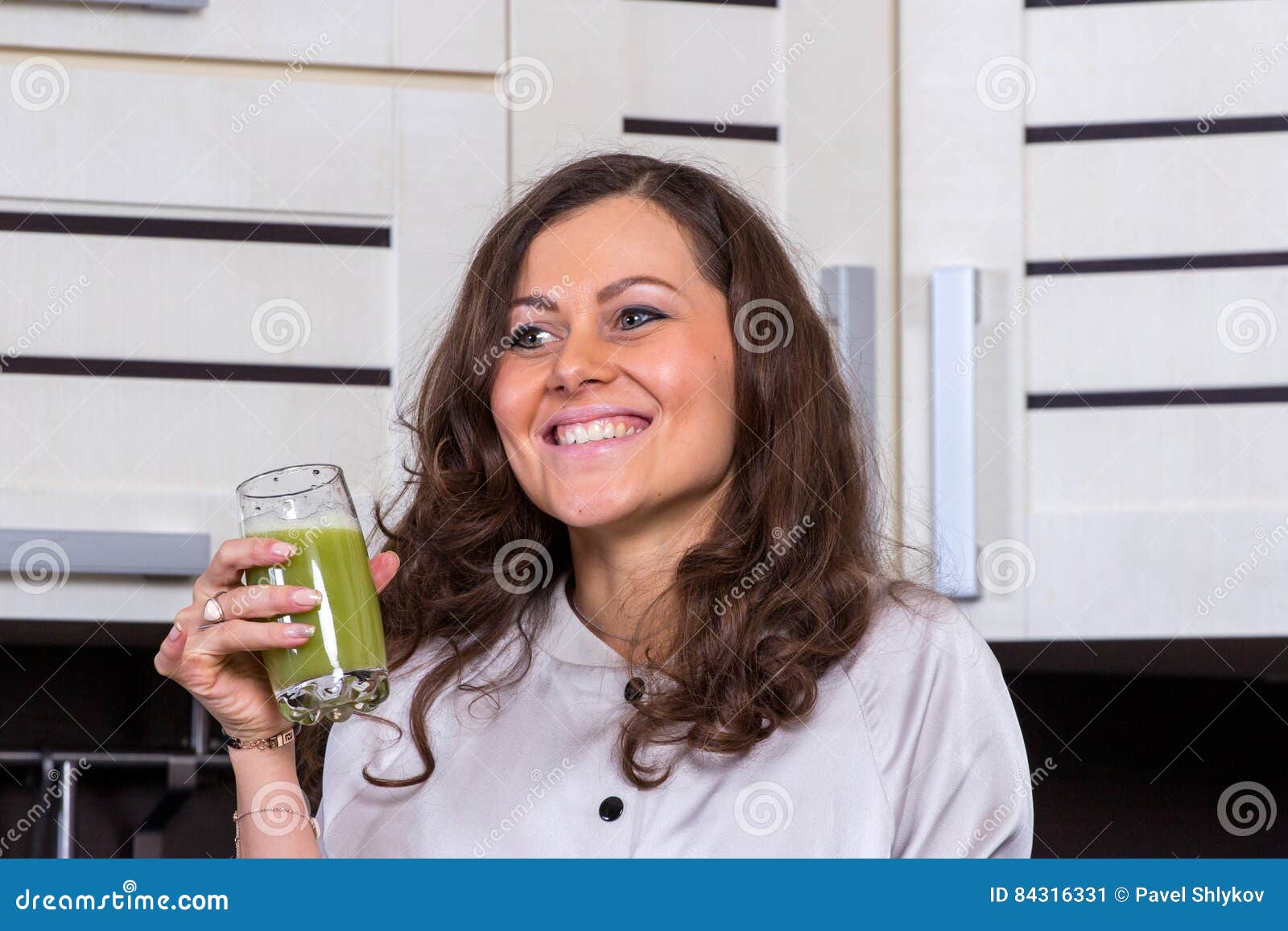 Young Woman with Drinking Vegetable Juice Stock Image Image of