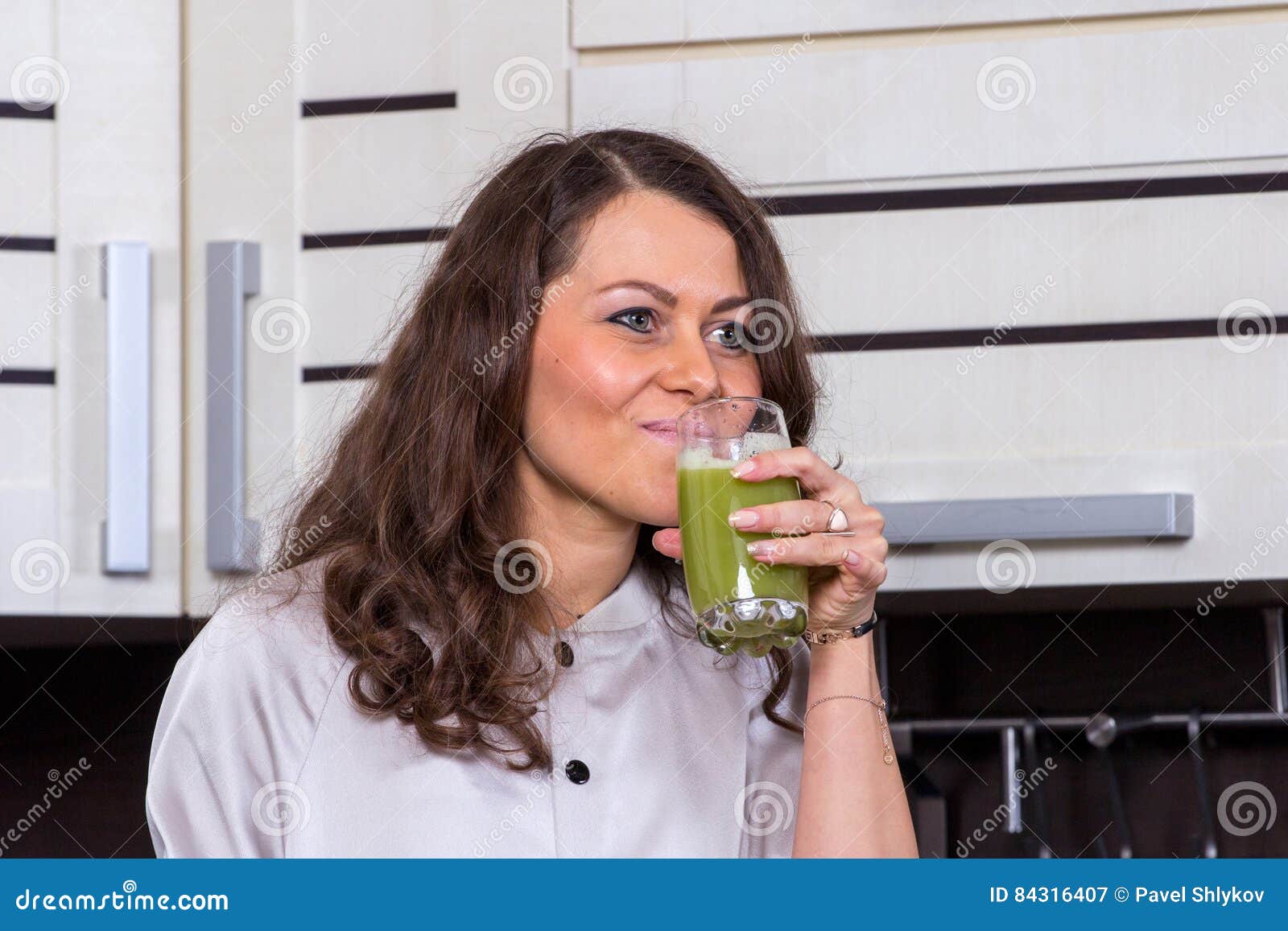 Young Woman with Drinking Vegetable Juice Stock Image Image of happy