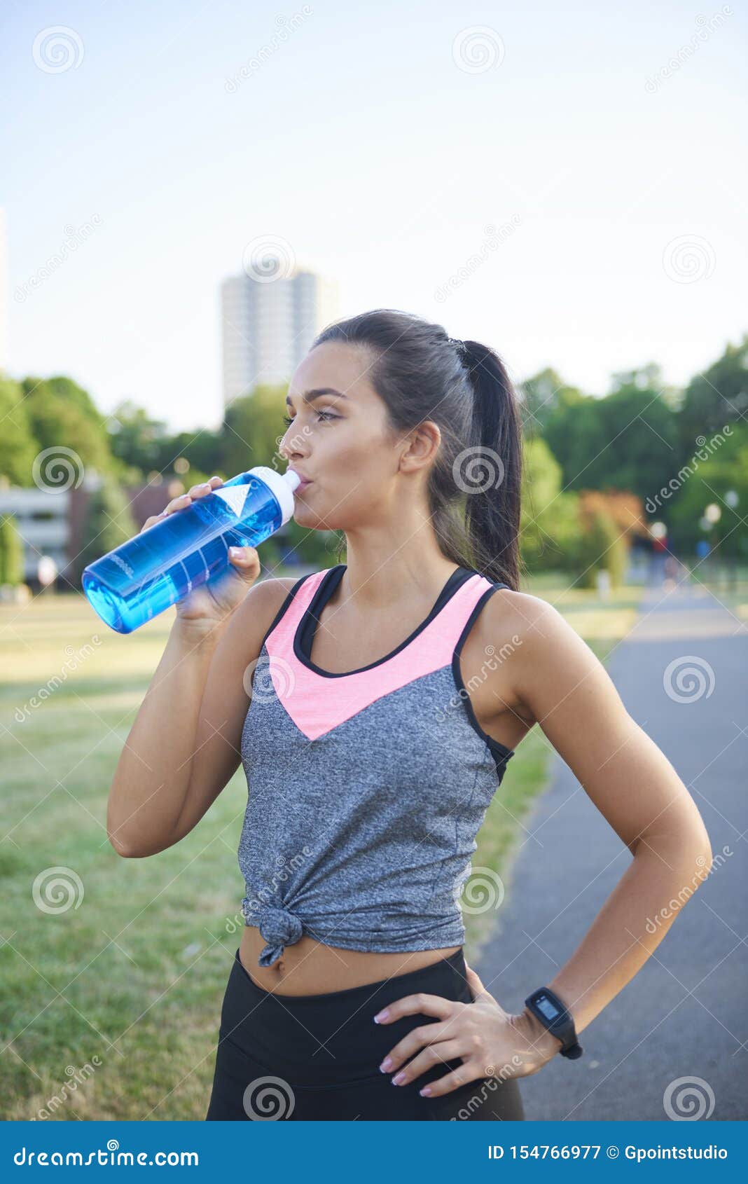 Young Woman Drinking Water after Hard Workout Stock Image - Image of ...