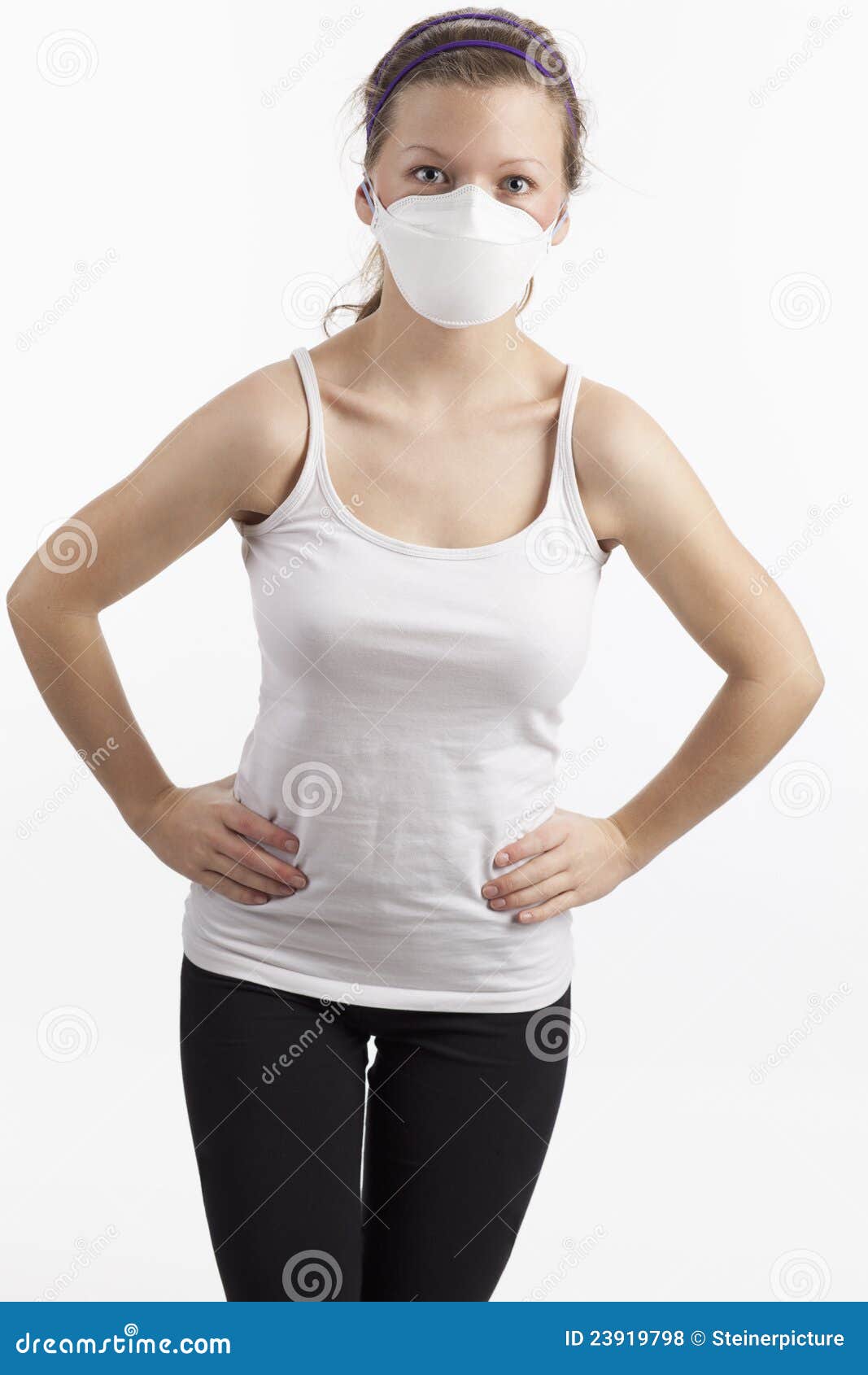 Young woman with dust mask stock photo. Image of protection 23919798