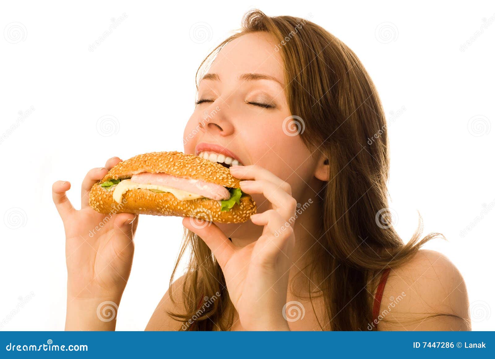 Young Woman Eating a Hotdog Stock Photo Image of beautiful, hand