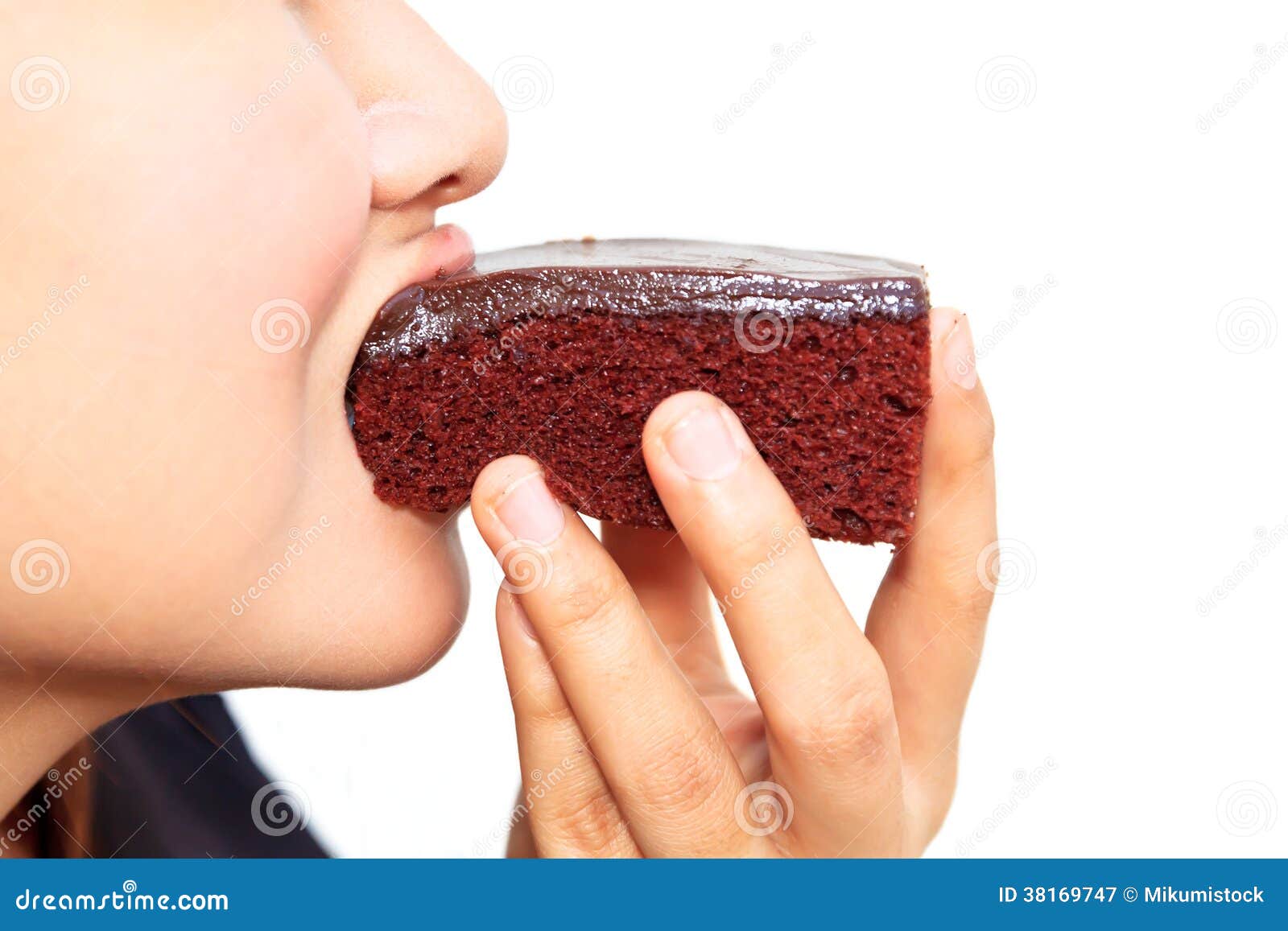 Young Woman Eatting is Brownie Stock Image Image of cake, breakfast