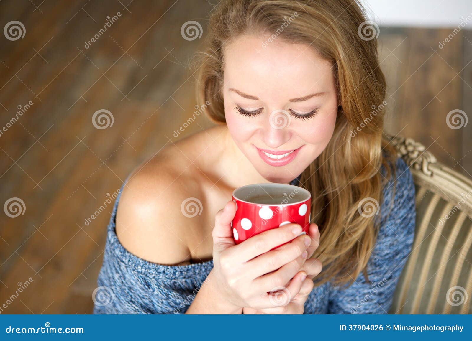 Young Woman Enjoying Cup Of Tea At Home Stock Photo - Image of holding ...