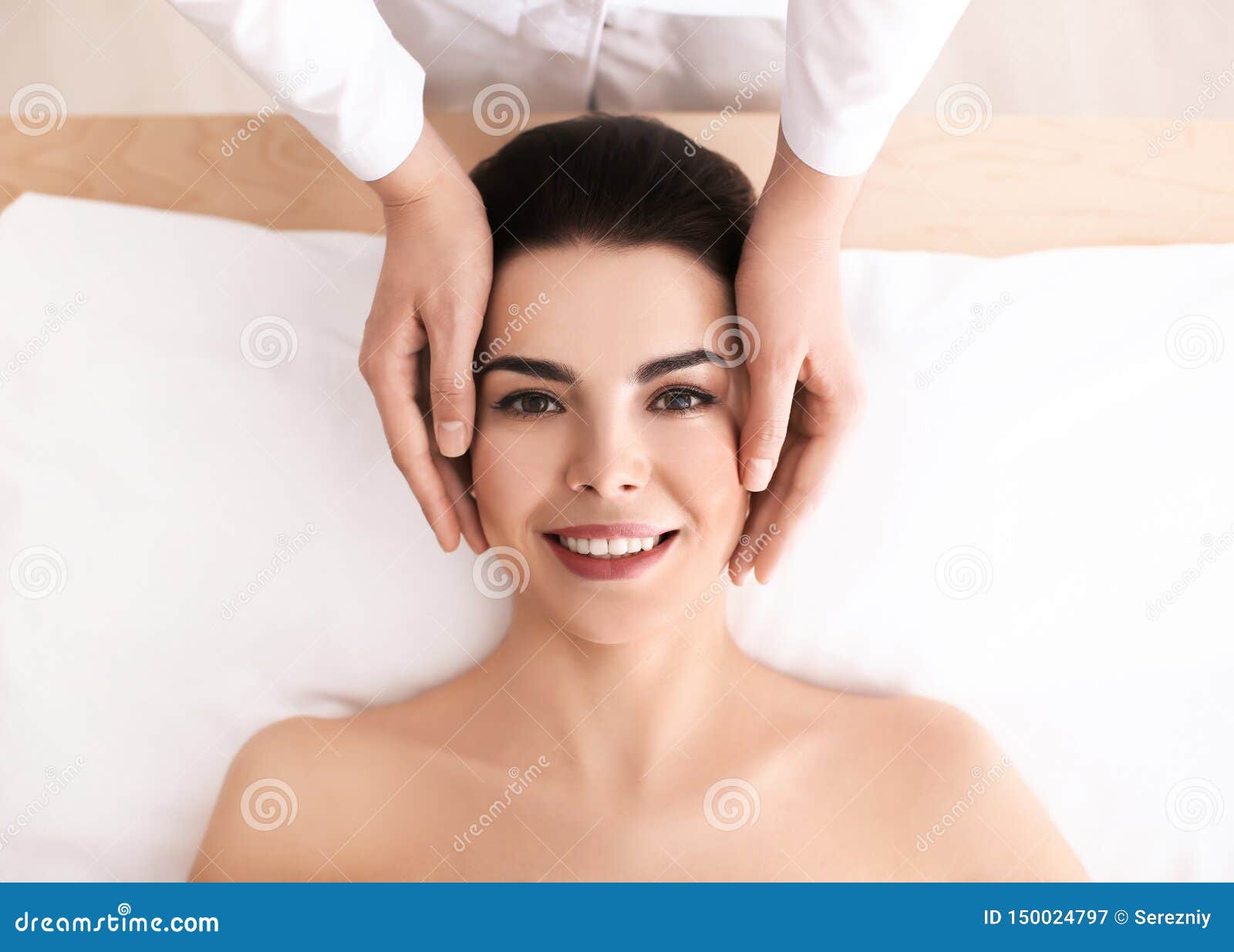 Young Woman Enjoying Facial Massage In Spa Salon Stock Image Image Of Professional Health