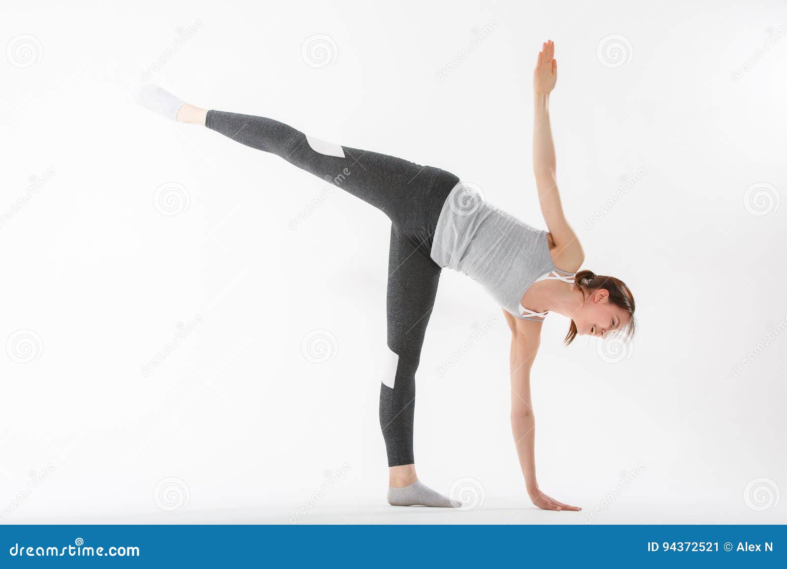 Young Woman Exercise Yoga Supported Headstand Stock Image Image of