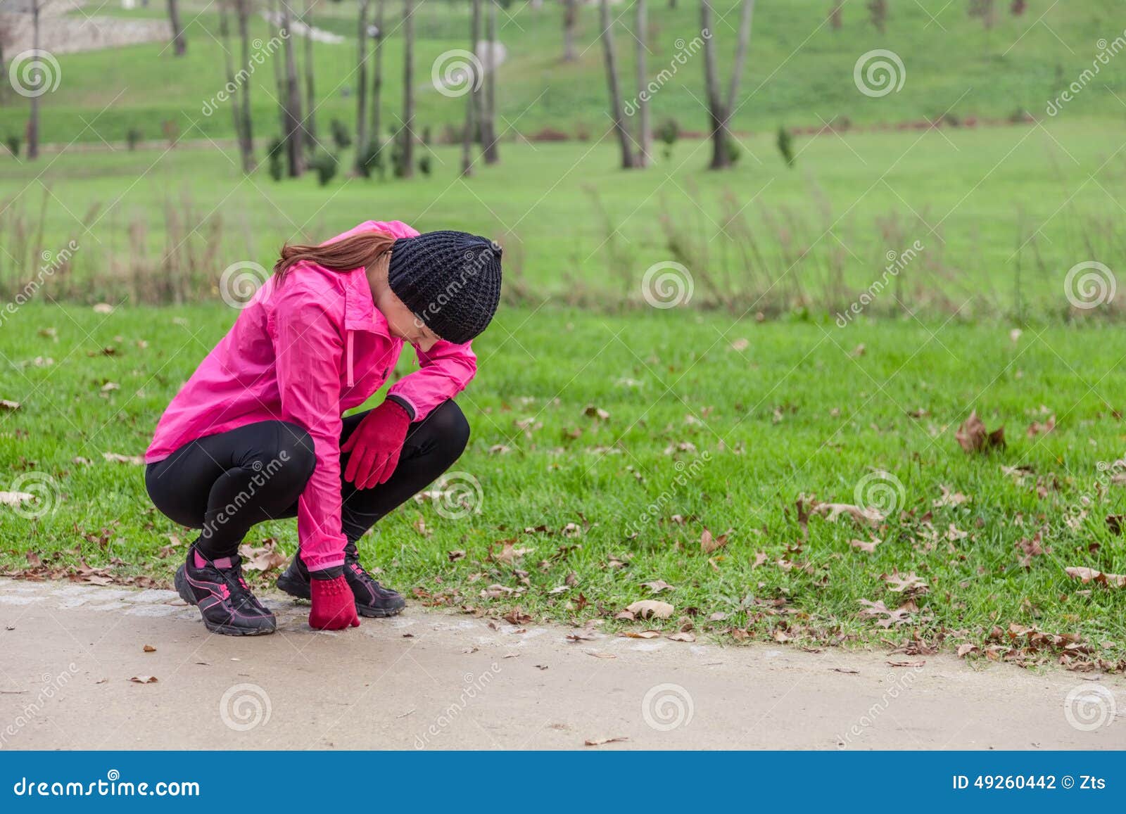 young woman exhausted after running