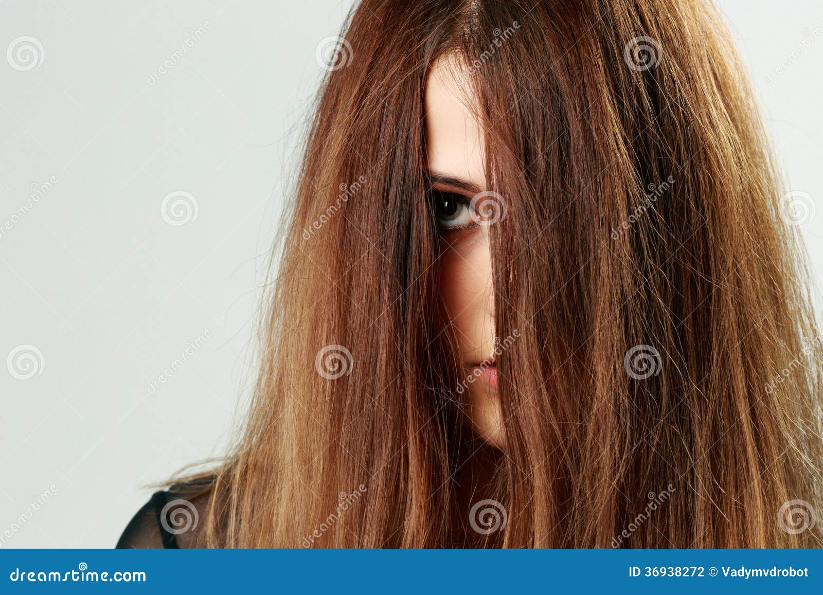 Young Woman Face Covered with Hair Stock Photo - Image of dermatology,  problem: 36938272