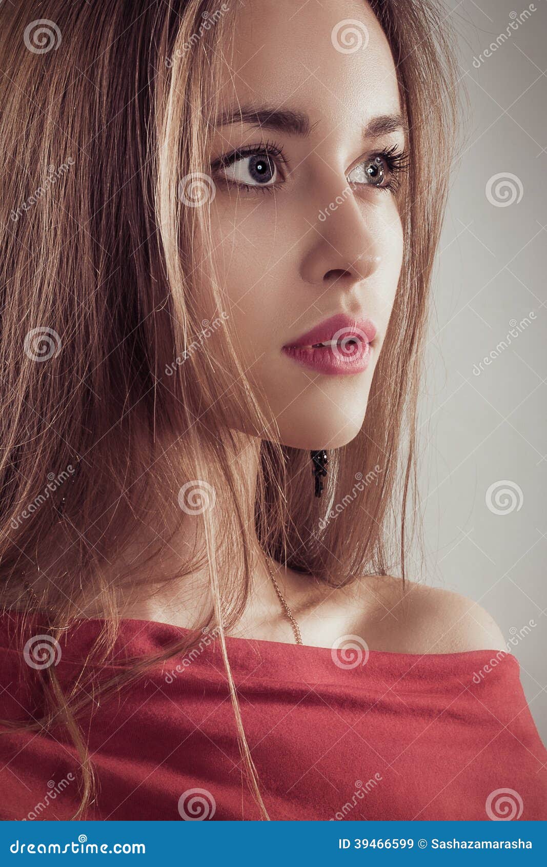 Young Woman Fashion Portrait Close Up Female Face Stock 