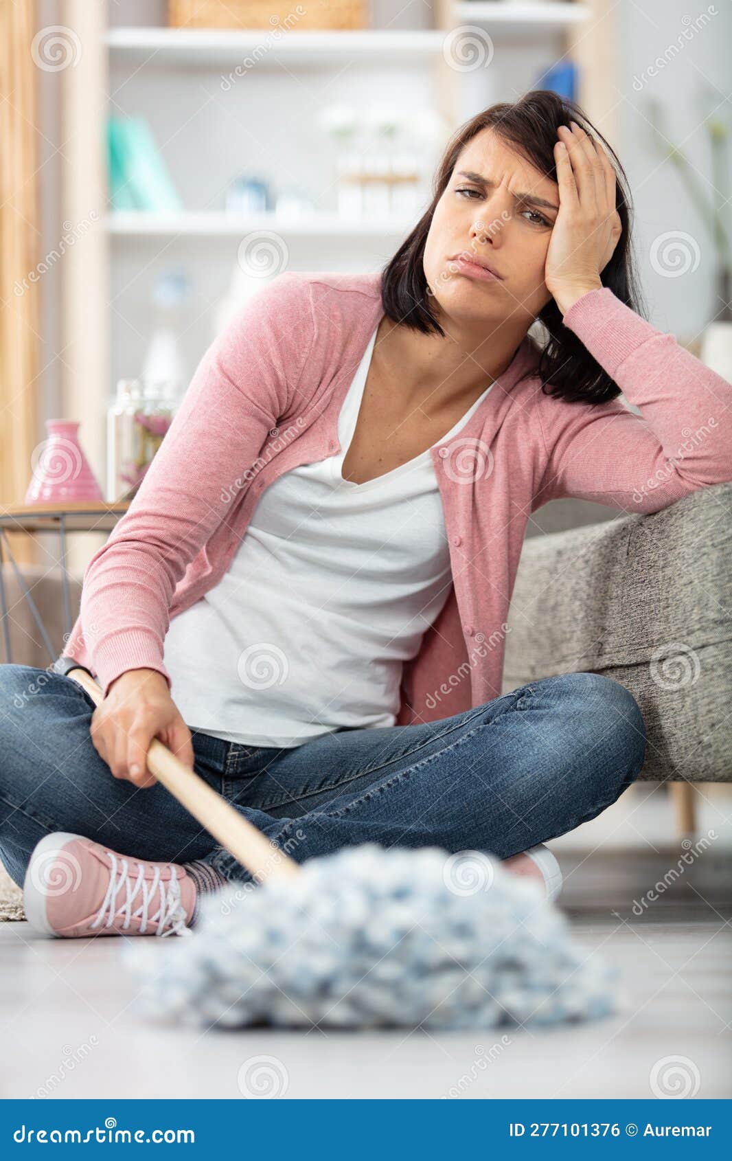 Young Woman Fed Up with Washing Floor Stock Photo Image of apartment