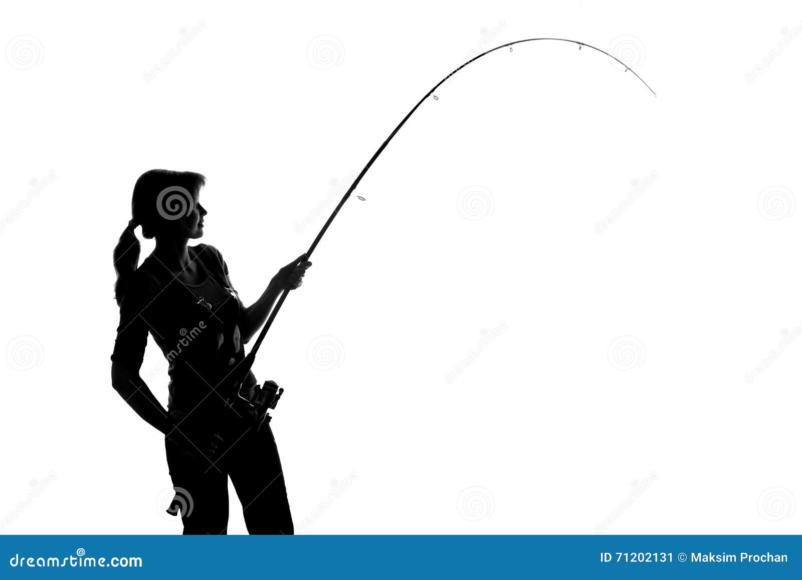 Young Woman with a Fishing Rod Stock Image - Image of fish, hand: 71202131