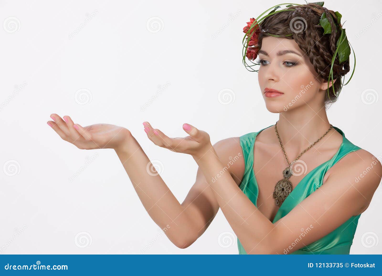 Young Woman with Flowers stock image. Image of studio - 12133735