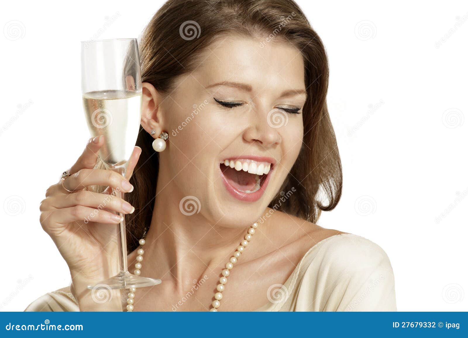 Young Woman with a Flute of Champagne Stock Photo Image of champagne