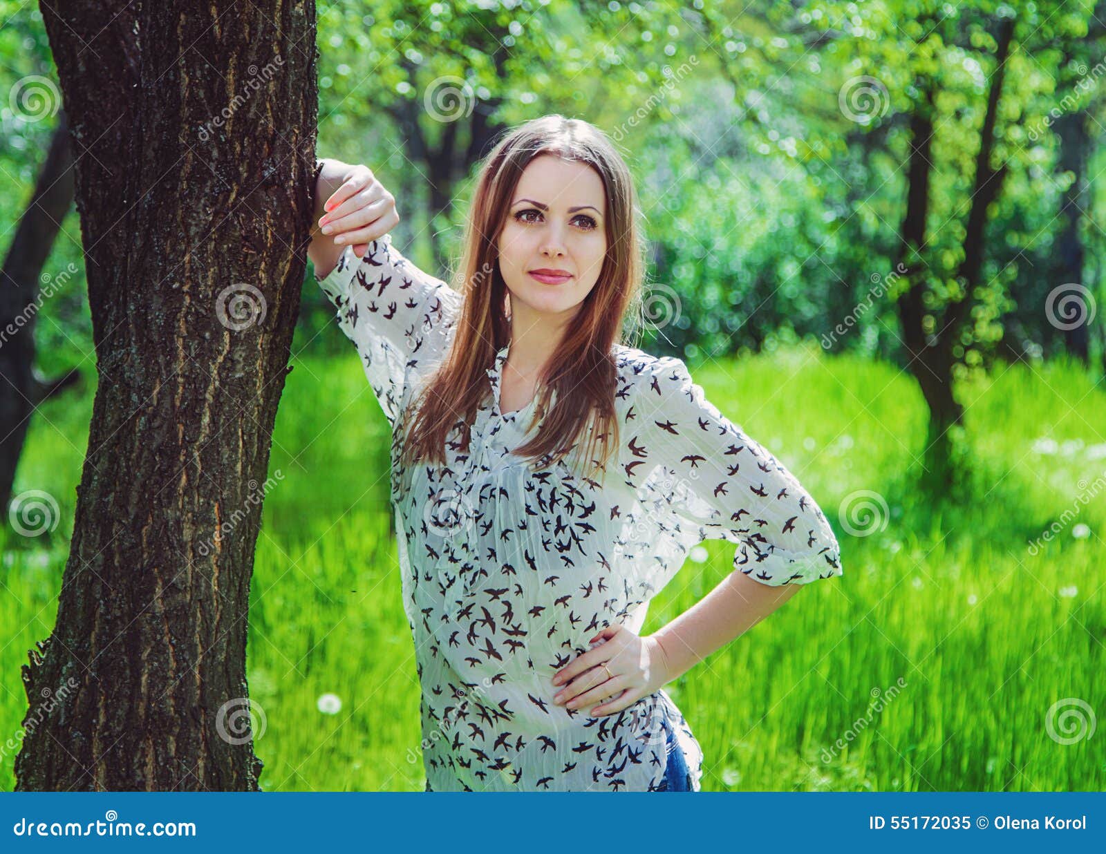 Young woman in the garden stock image. Image of rest - 55172035