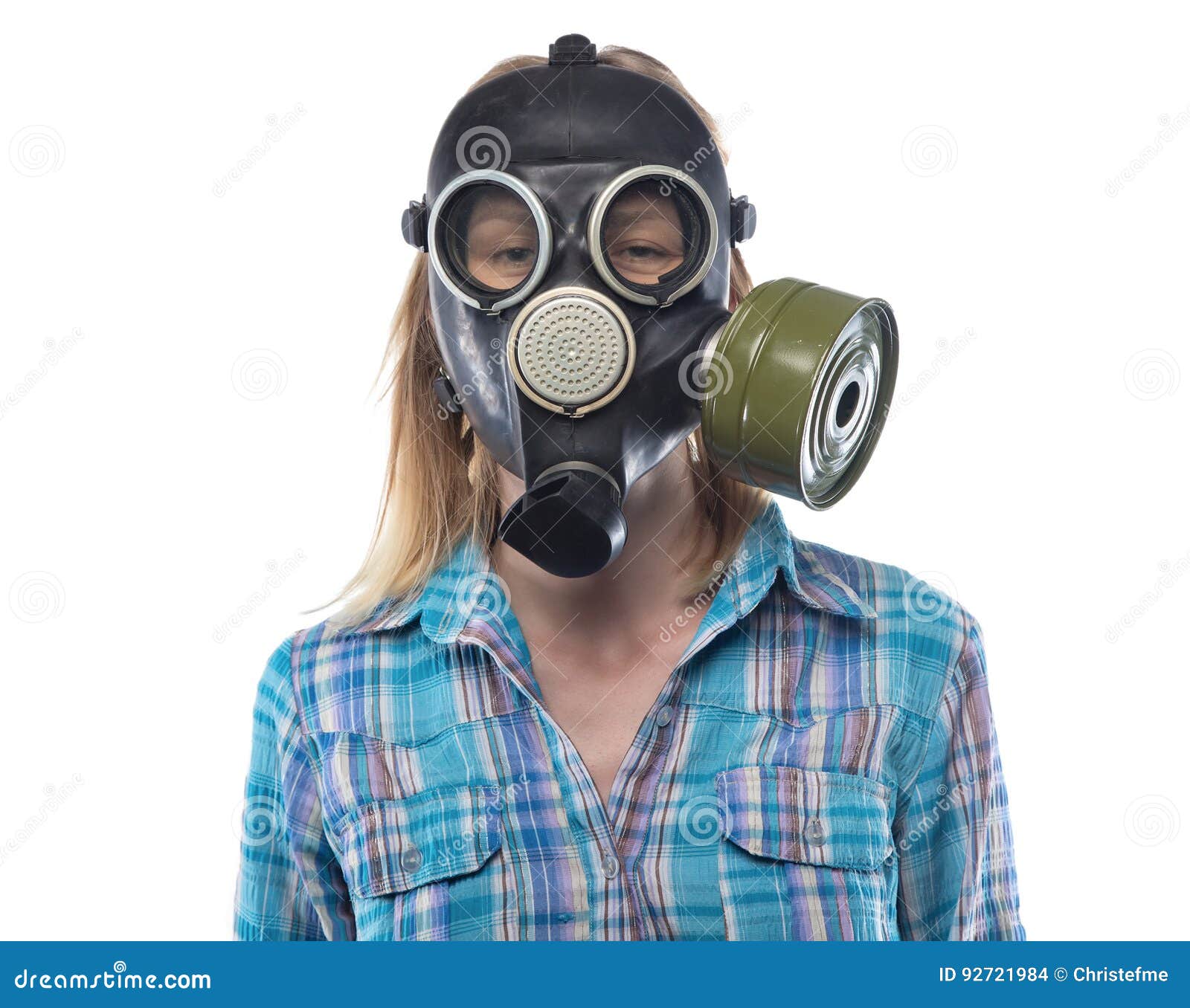 Young woman in gas mask stock photo. Image of protection 92721984