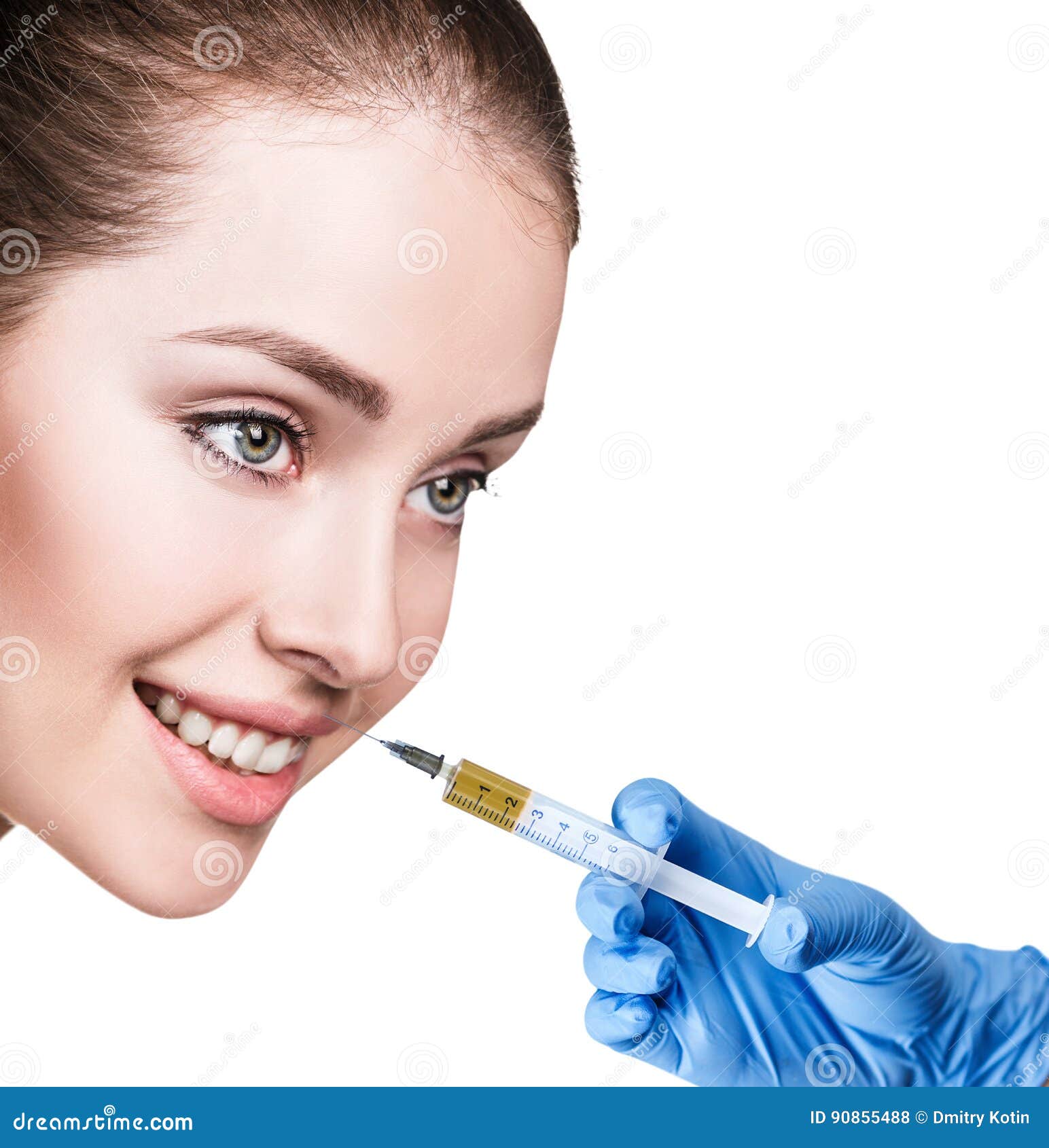 Young Woman Getting Cosmetics Injection. Stock Photo Image of filler