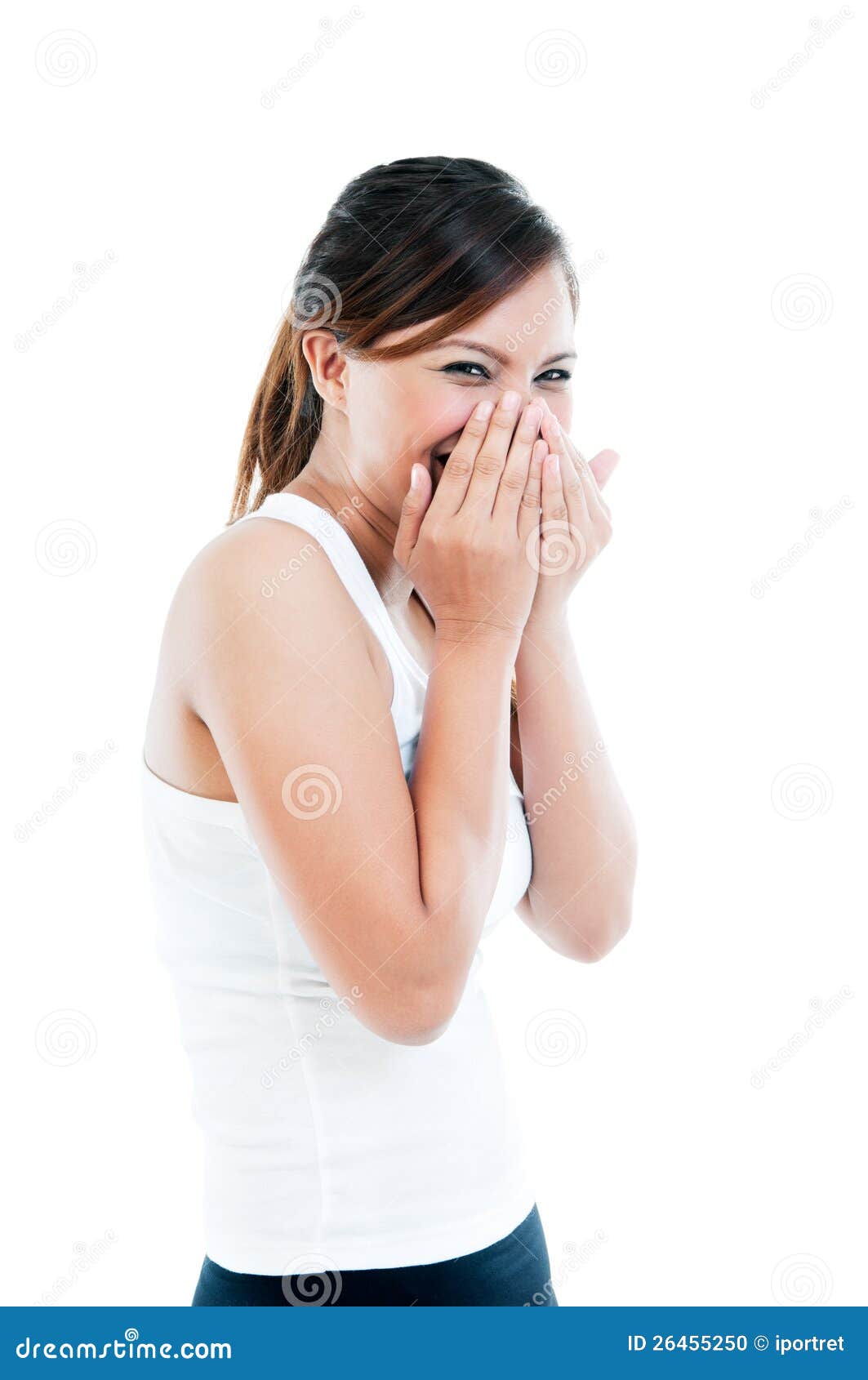 Young Woman Giggling stock photo. Image of woman, isolated - 26455250