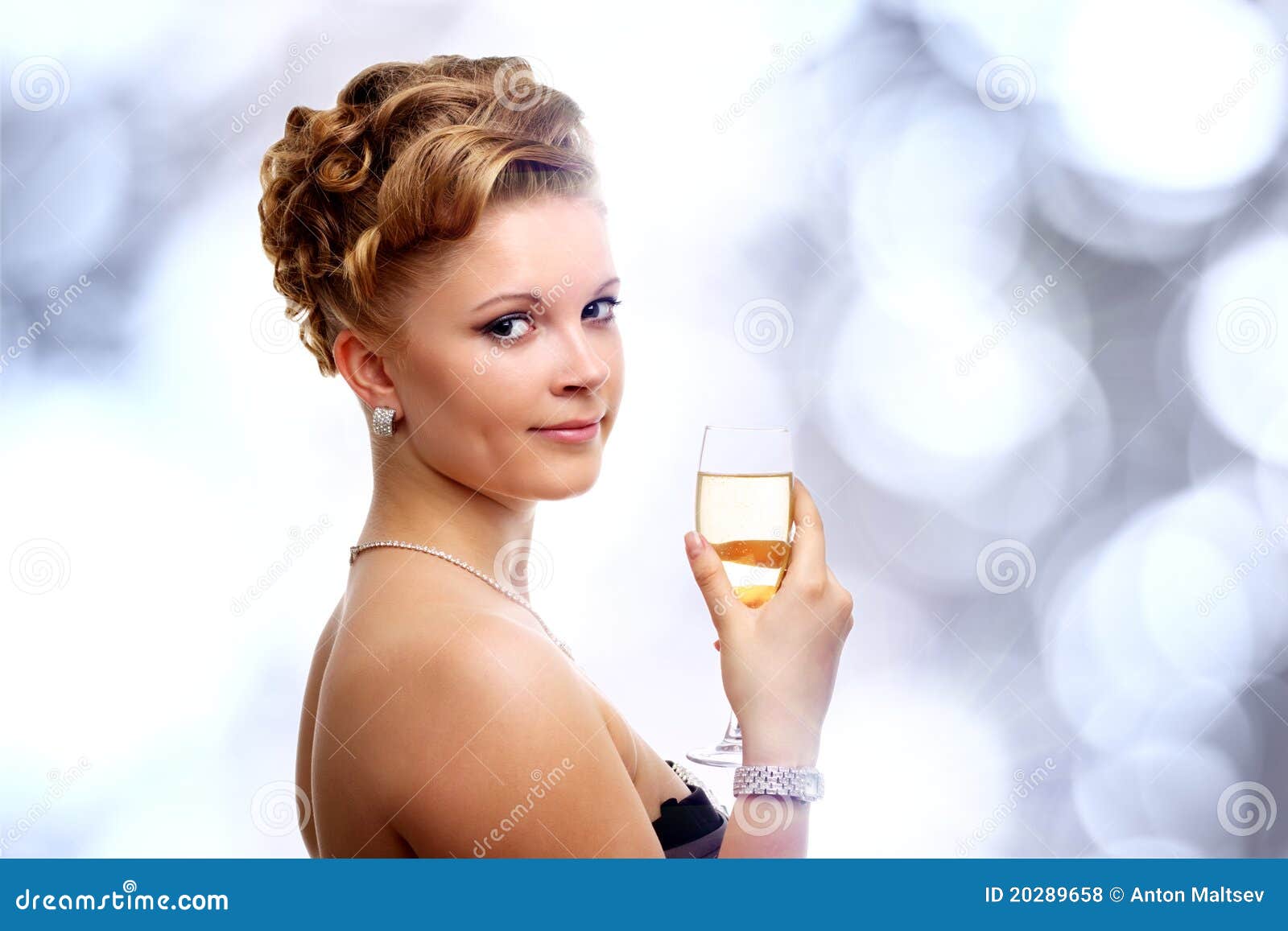 Young Woman with a Glass of Champagne Stock Photo Image of celebrate