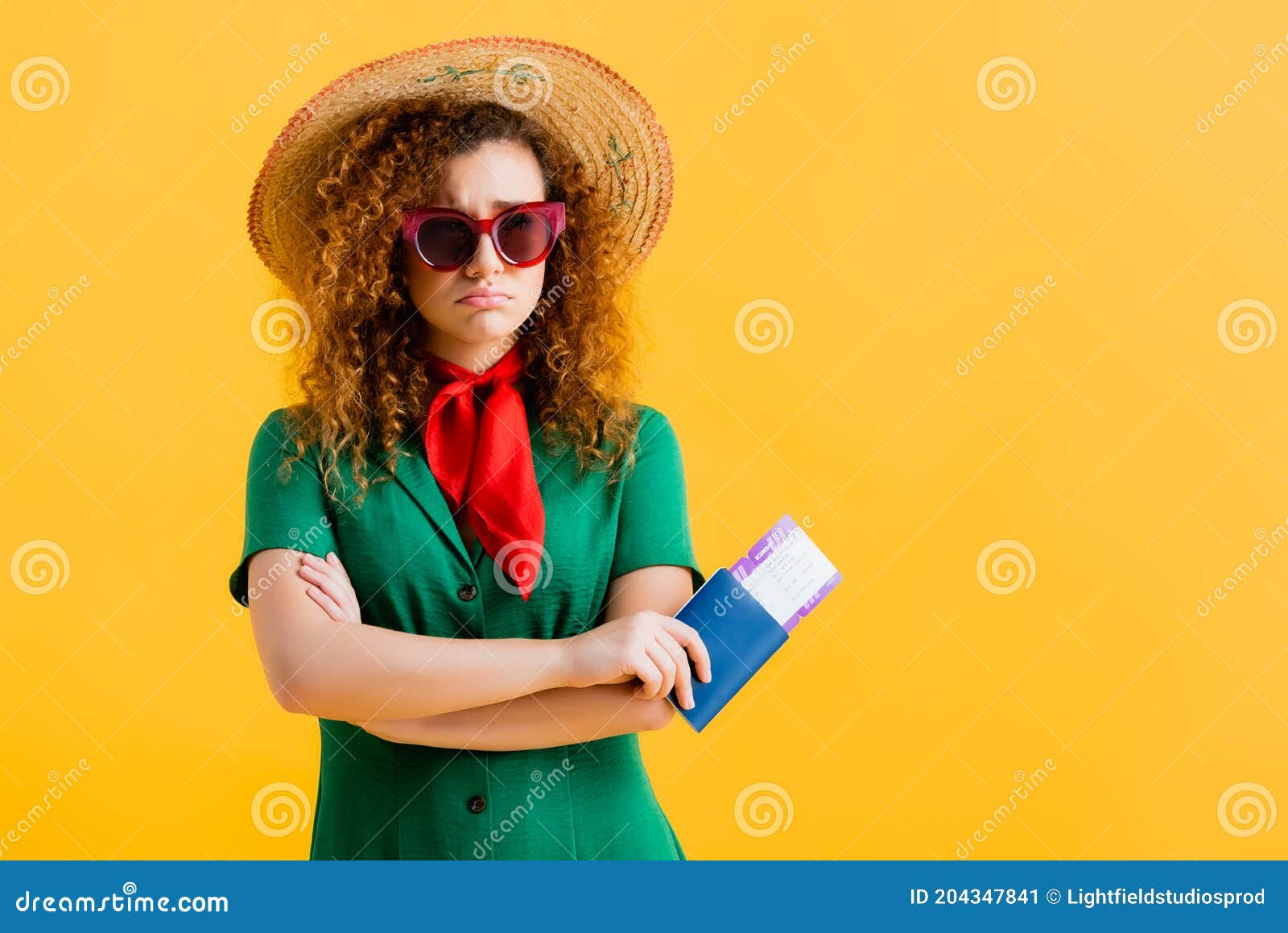 Young Woman in Green Dress and Stock Image - Image of document ...