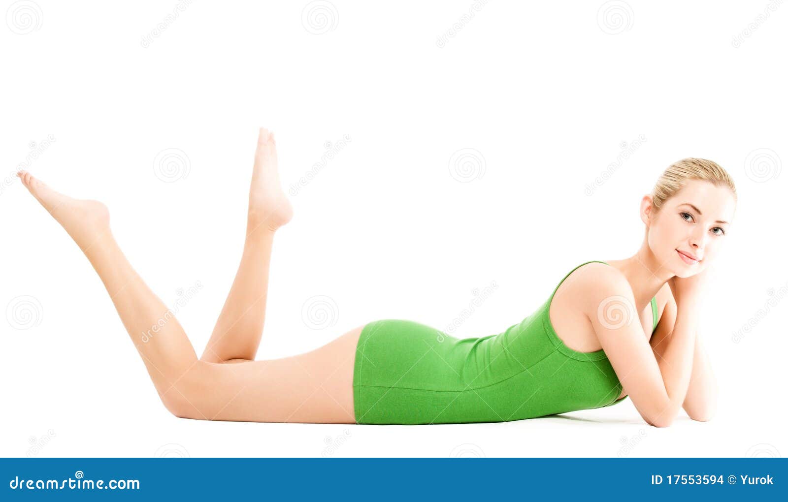 Young woman in green slip stock photo. Image of female 17553594