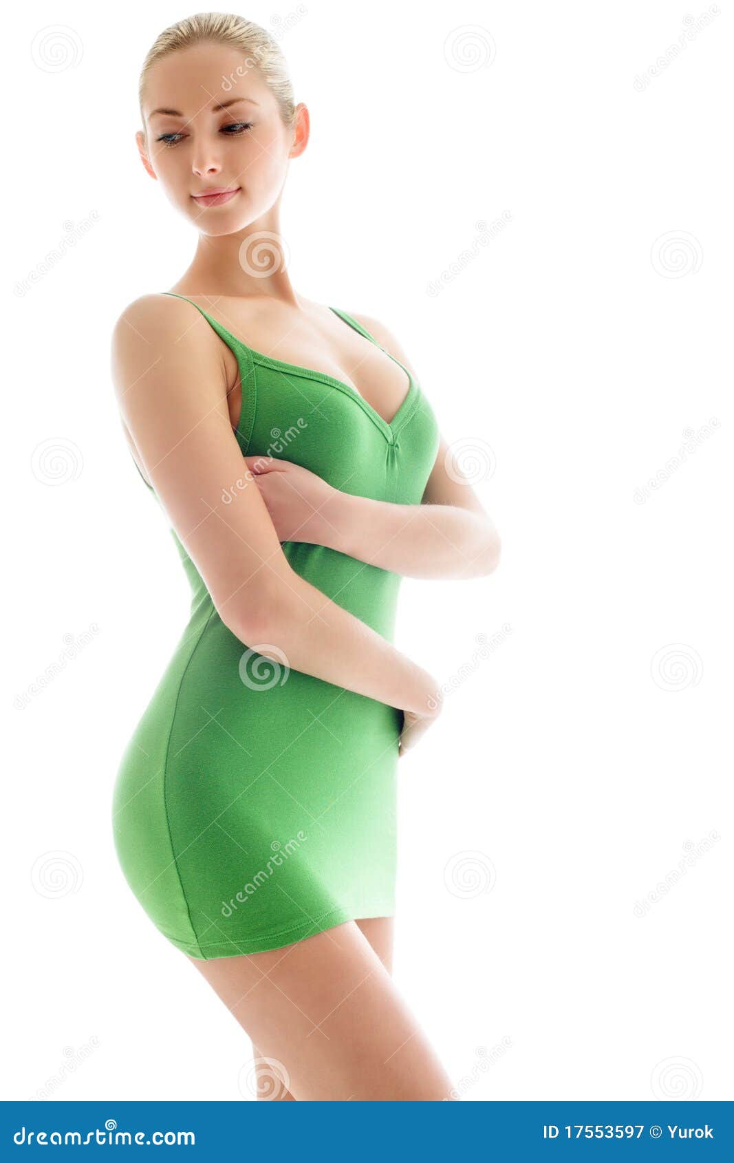 Young woman in green slip stock image. Image of girl 17553597