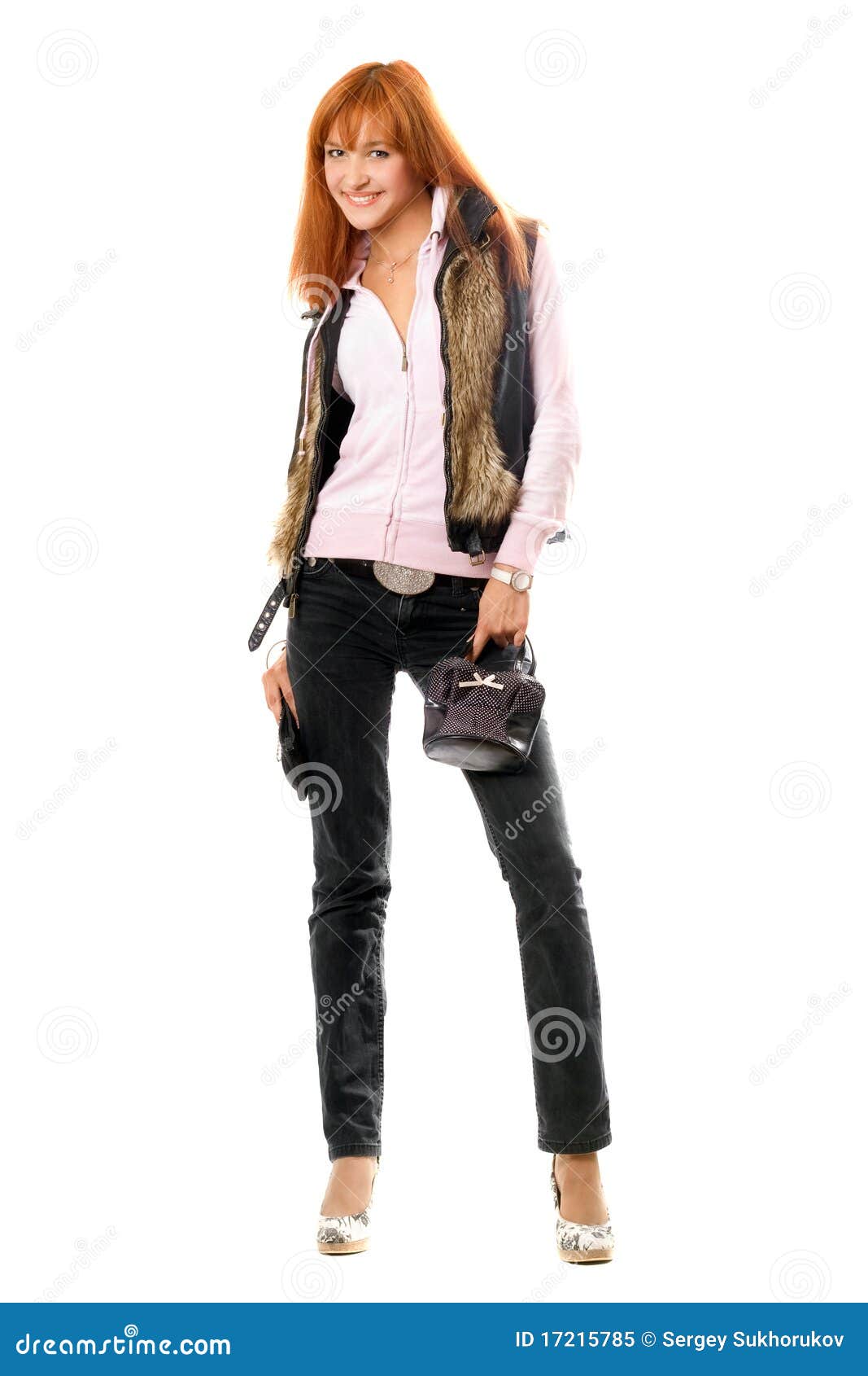 Young Woman with a Handbags Stock Image Image of alluring, joyful