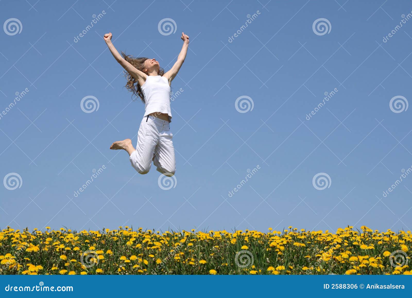 young woman in a happy jump