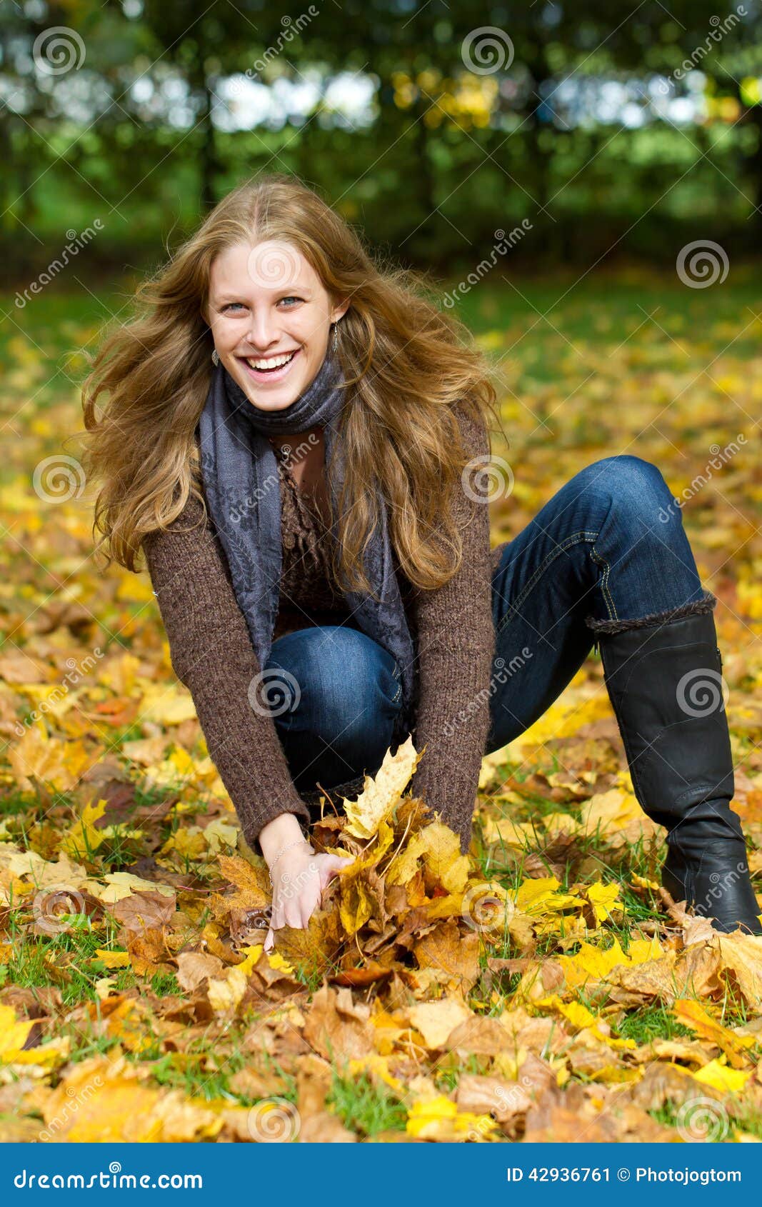 Young Woman Having Fun in Autumn Stock Image - Image of fall, eyes ...