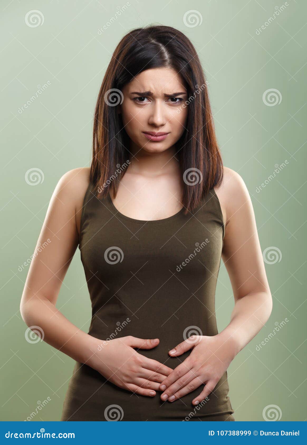 woman having stomach abdominal pain