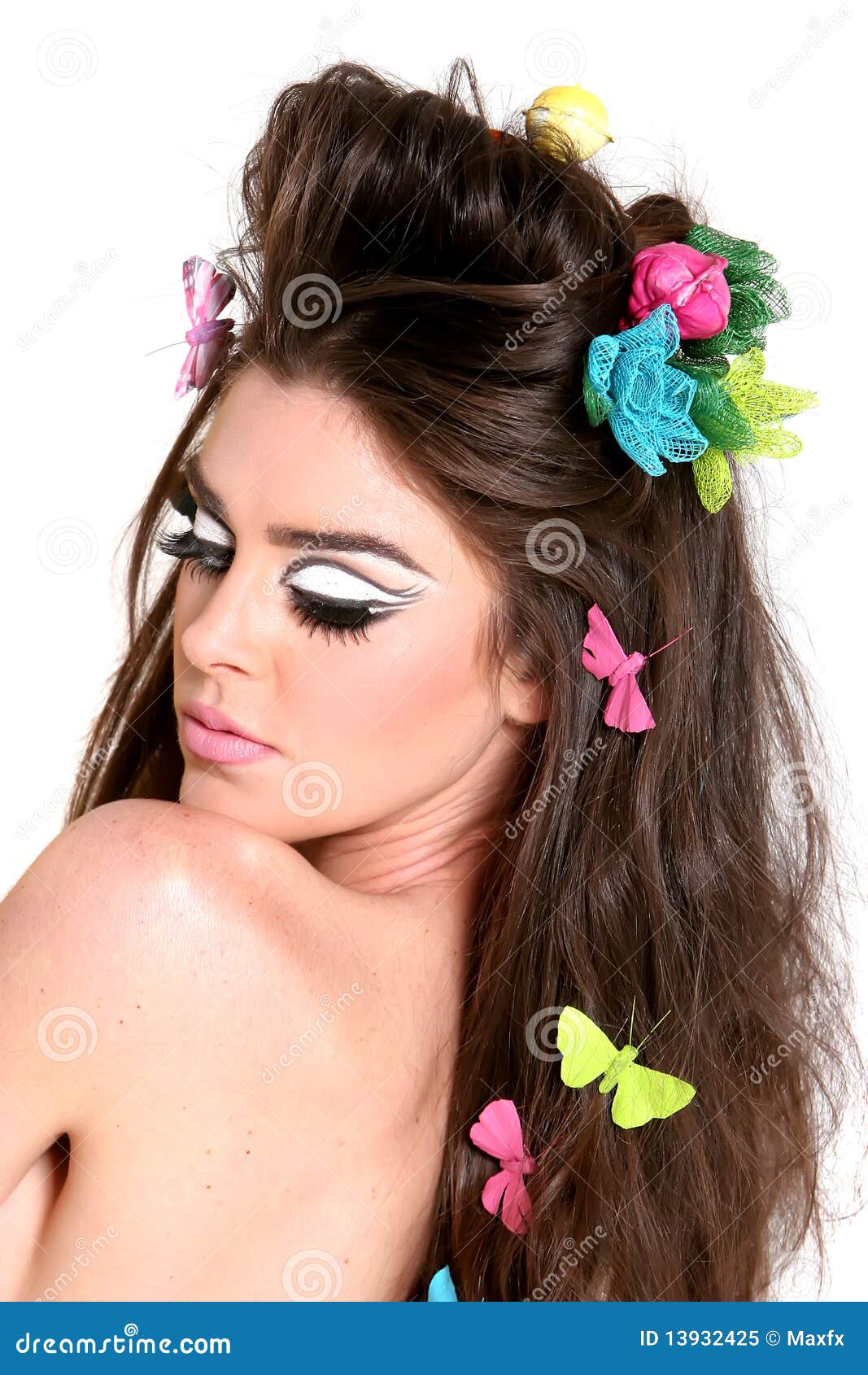 Young Woman With High Fashion Makeup And Hairstyle Stock 