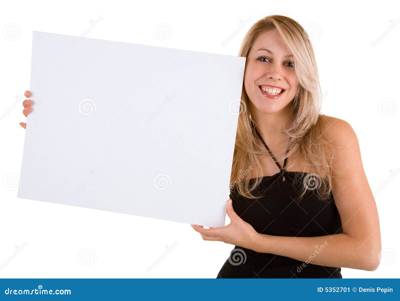 Young Woman Holding a Blank White Sign Stock Image Image of beauty