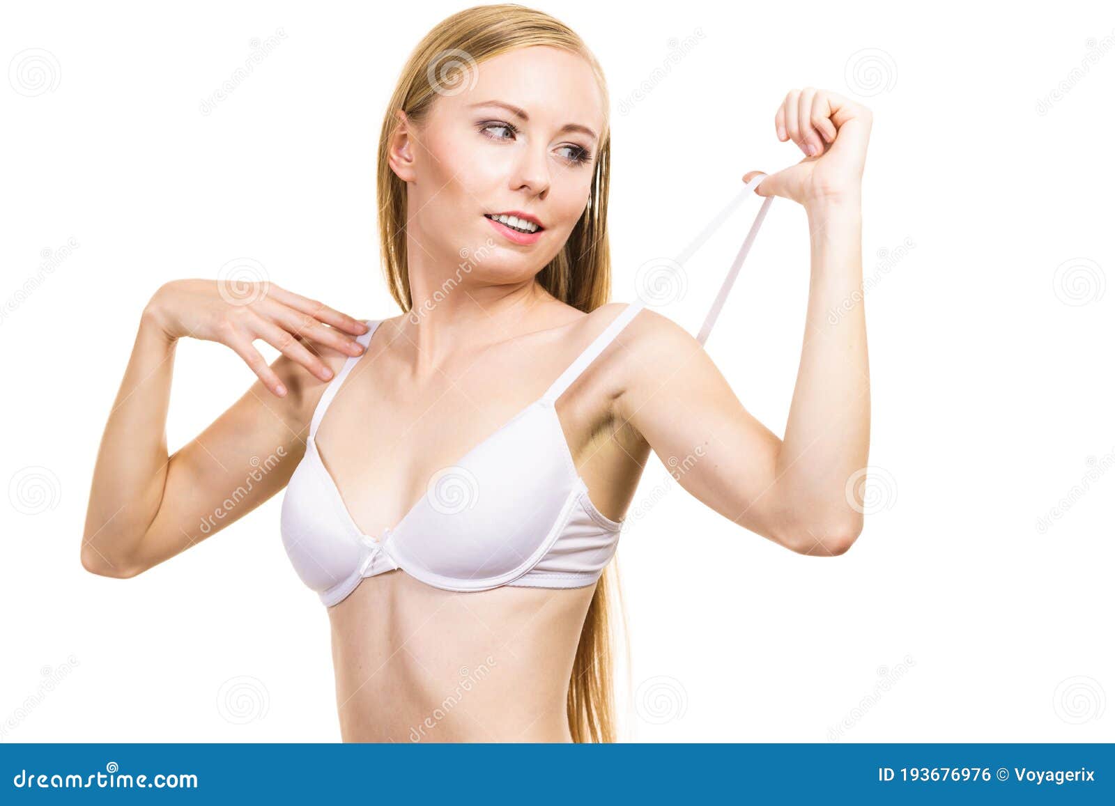Woman Wearing Wrong Bra Underbust Band Too Wide Female Breast Stock Photo  by ©Voyagerix 360285566