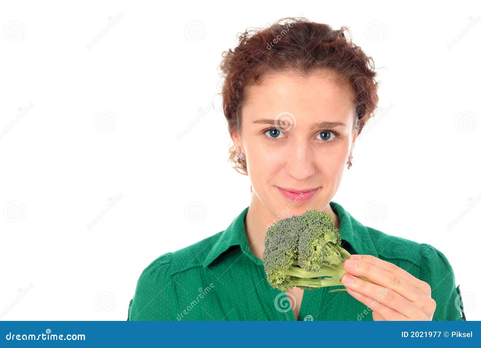 Young Woman Holding Broccoli Stock Image Image of green, teenager