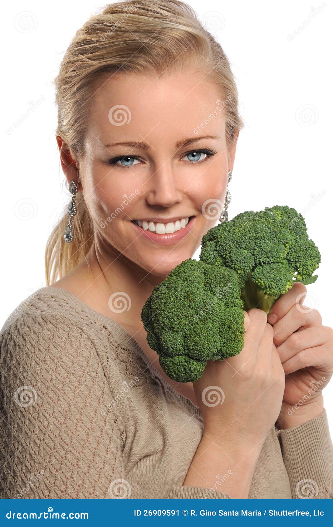 Young Woman Holding Broccoli Stock Image Image of broccoli, woman