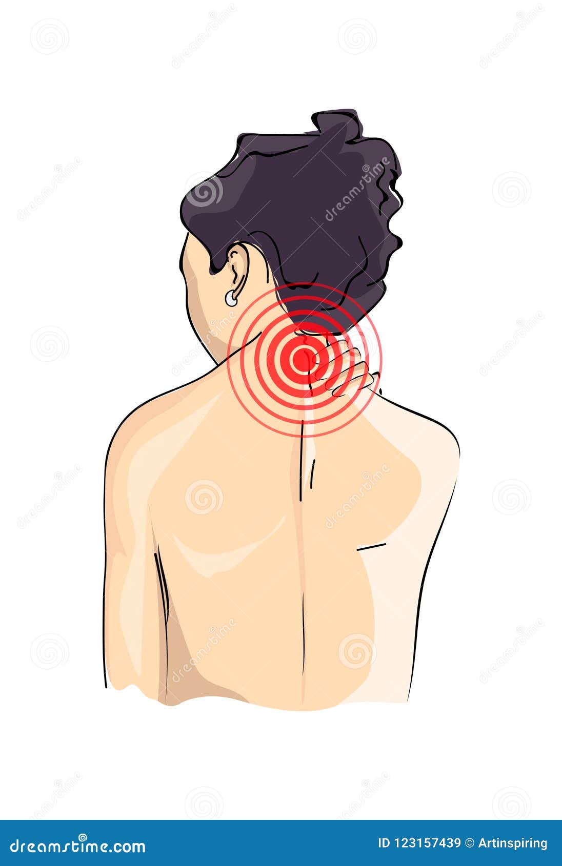 Young Woman Holding Hands on Neck Stock Vector - Illustration of back ...