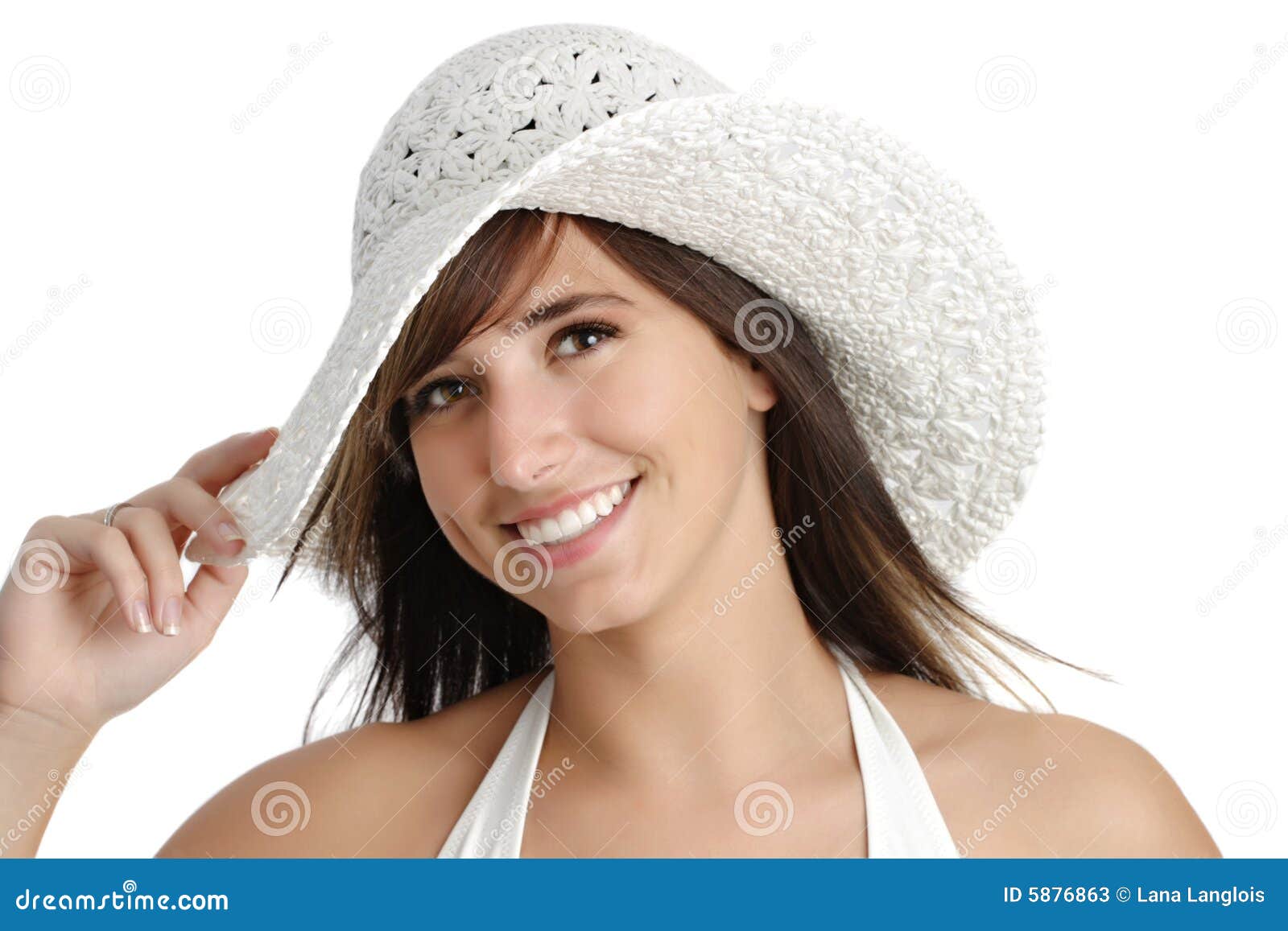 Young woman holding a hat stock image. Image of 5876863