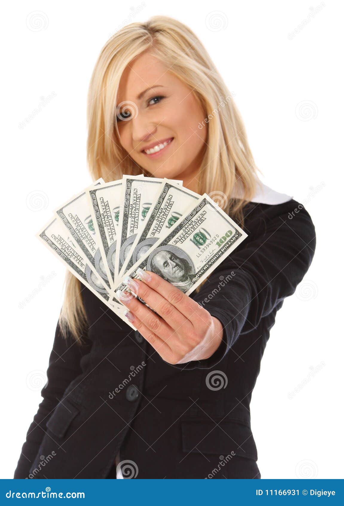Young woman holding money stock image. Image of smile 11166931