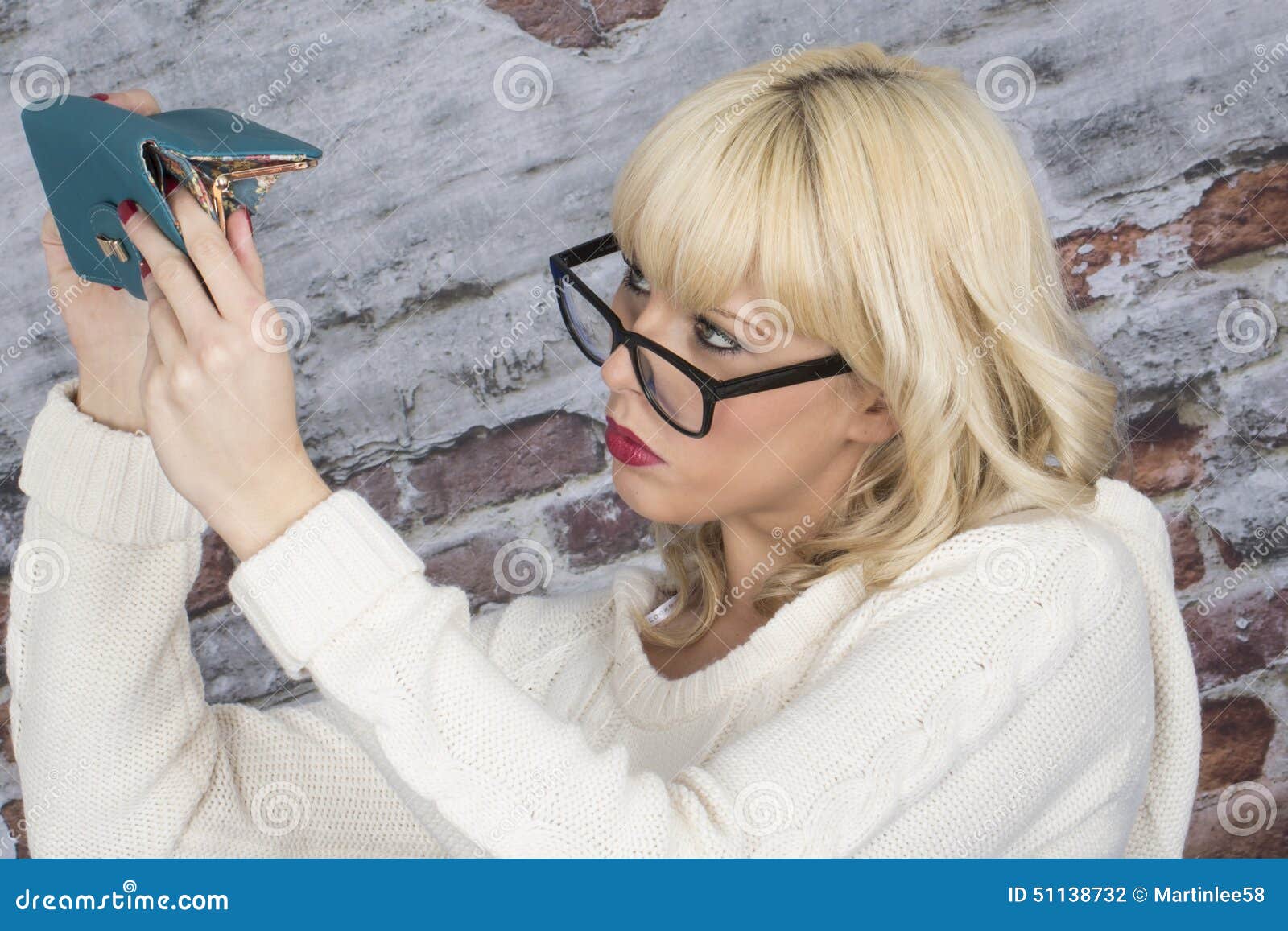 Young Woman Holding a Purse Stock Photo Image of blonde, cute 51138732
