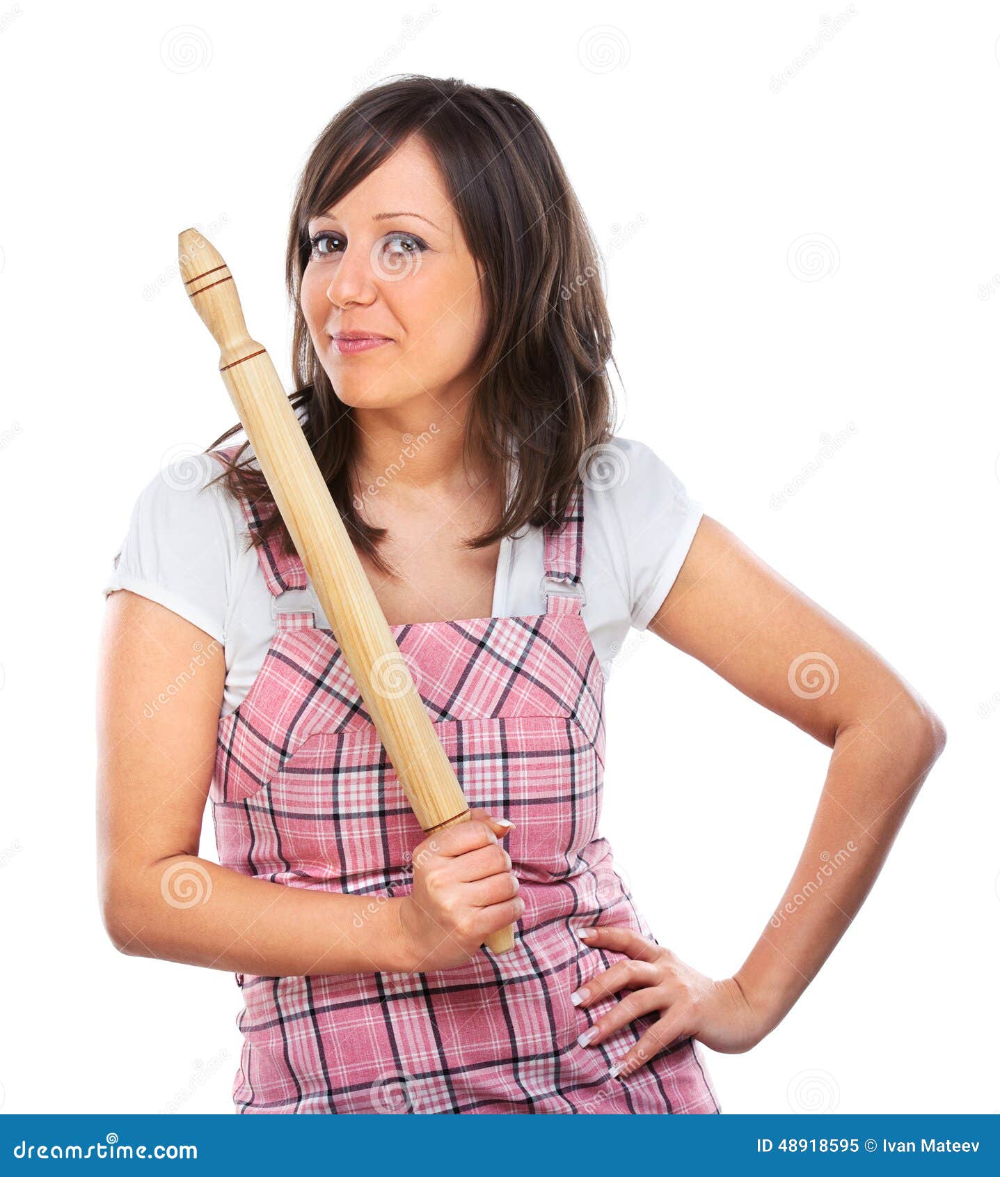 Young Woman Holding Rolling Pin Stock Image Image of looking, human