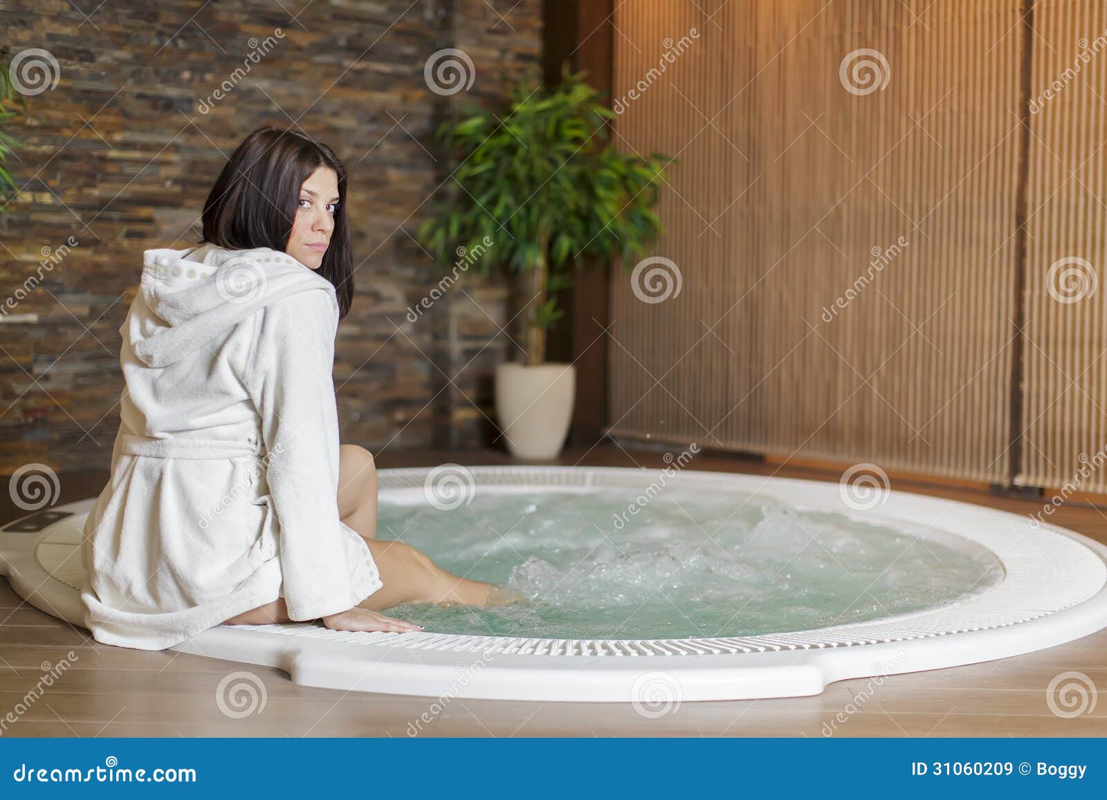 Young Woman In Hot Tub Stock Image Image Of Enjoyment 31060209